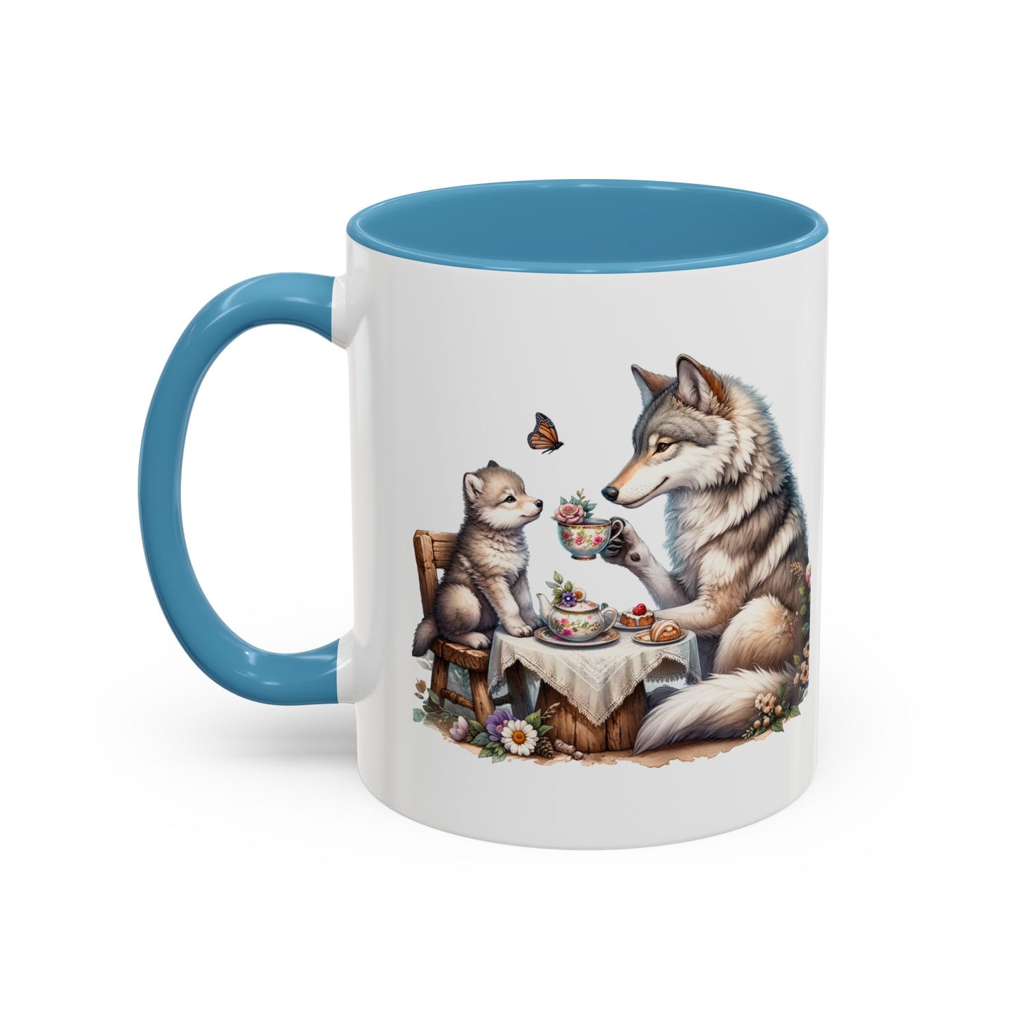 Whimsical Wolf Tea Time Mug | Cute Animal Coffee Cup, Gifts for Animal Lovers, Home Decor, Cozy Kitchen, Unique Gift Idea