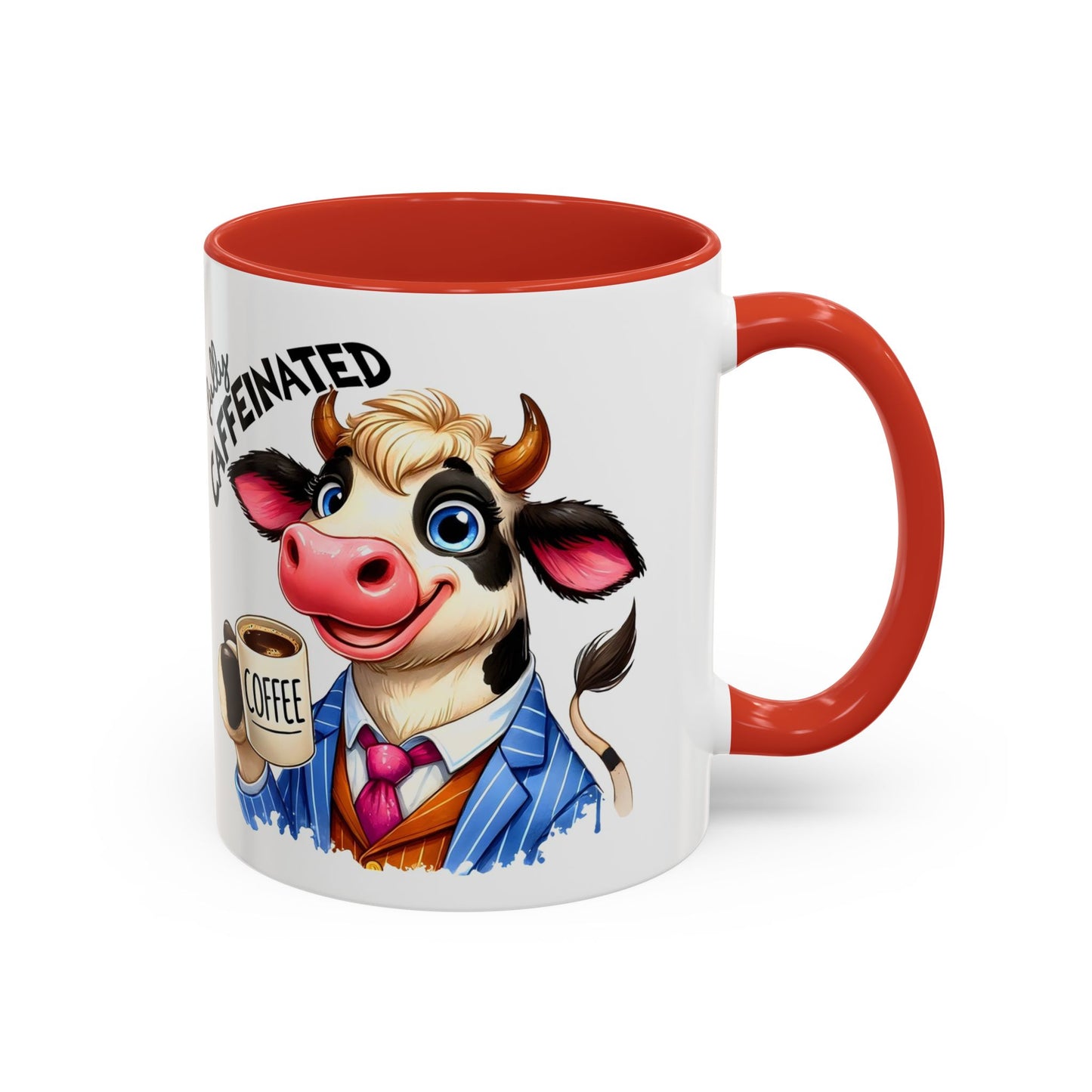 Caffeinated Cow Mug, Cute Animal Coffee Cup, Farmhouse Kitchen Gift, Fun Ceramic Mug for Coffee Lovers, Unique Drinkware for Holidays