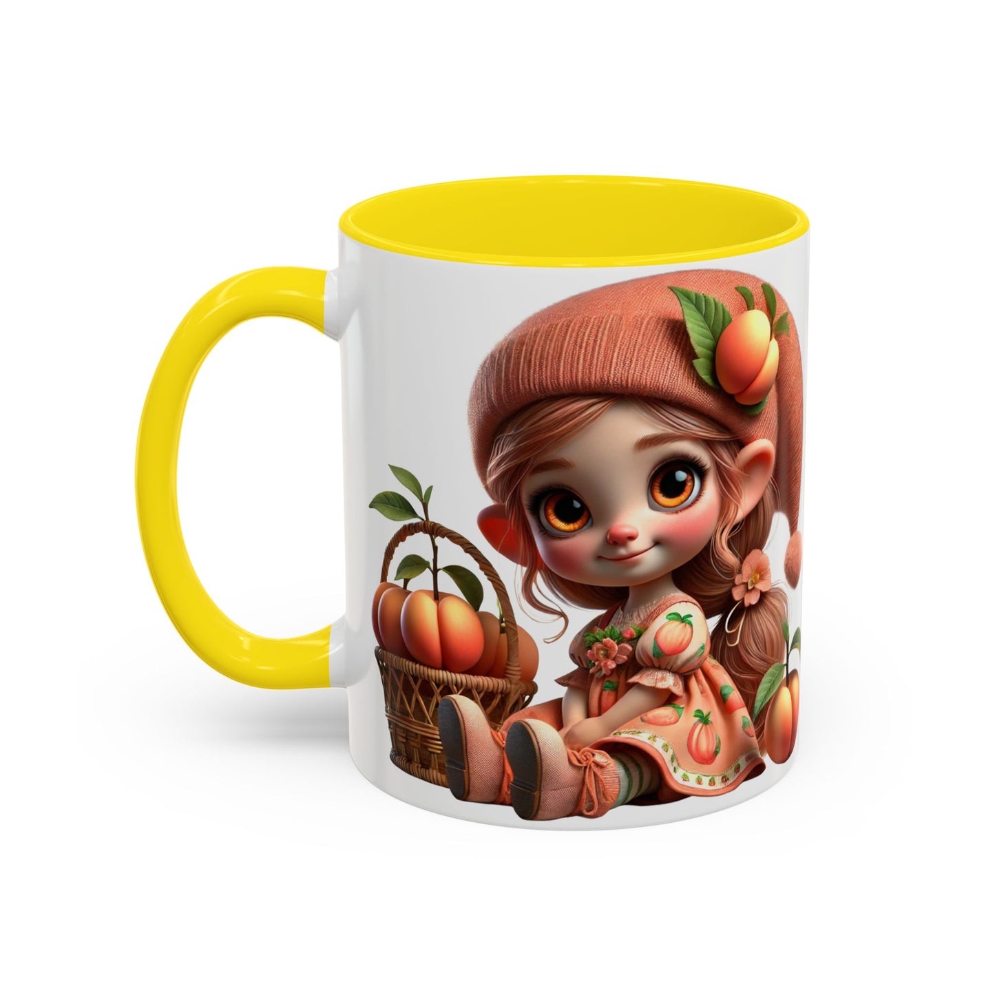 Cute Peach Character Accent Coffee Mug - Ideal for Cozy Mornings