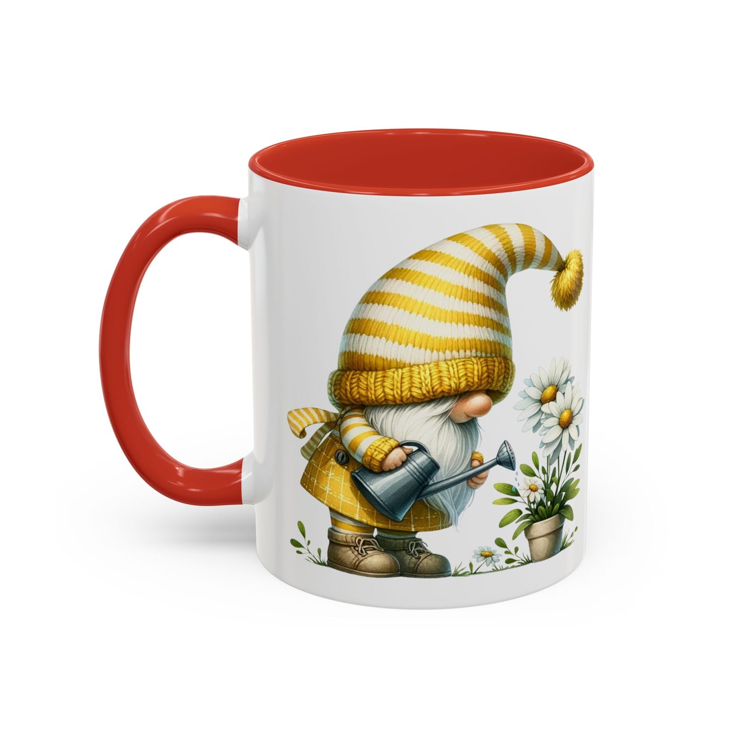 Charming Gnome Accent Coffee Mug, Cute Nature Decor, Garden Lover Gift, Springtime Coffee Cup, Whimsical Kitchenware