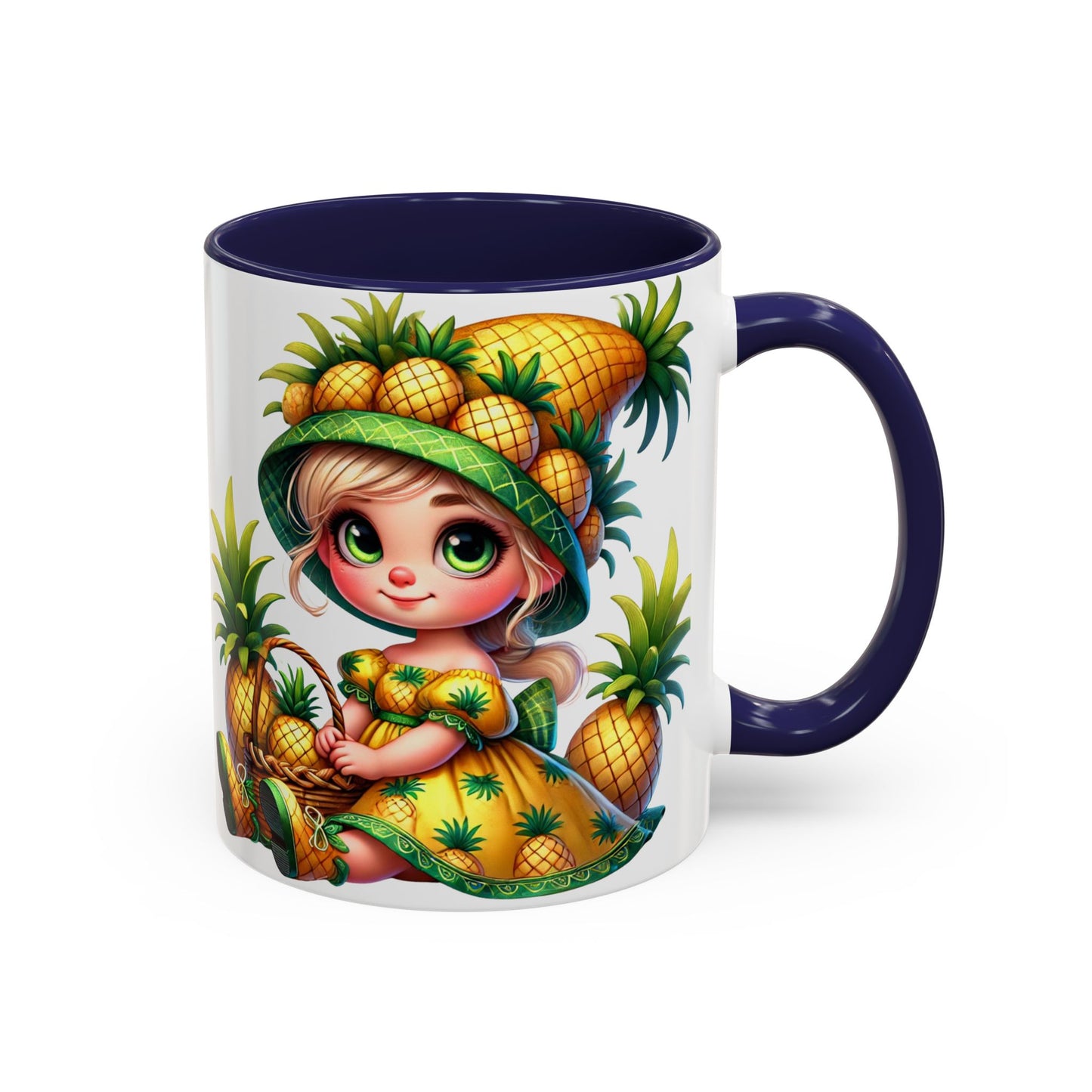 Pineapple Paradise Accent Coffee Mug - Cute Tropical Design, 11oz & 15oz