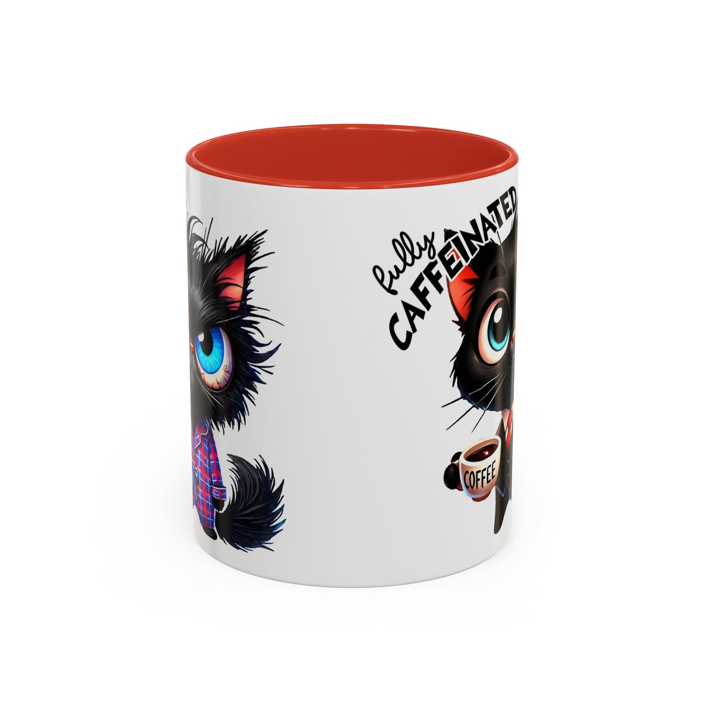 Whimsical Cat-Themed Coffee Mug, Fully Caffeinated, Gift for Cat Lovers, Fun Kitchen Decor, Birthday Gift, Unique Coffee Lover Mug