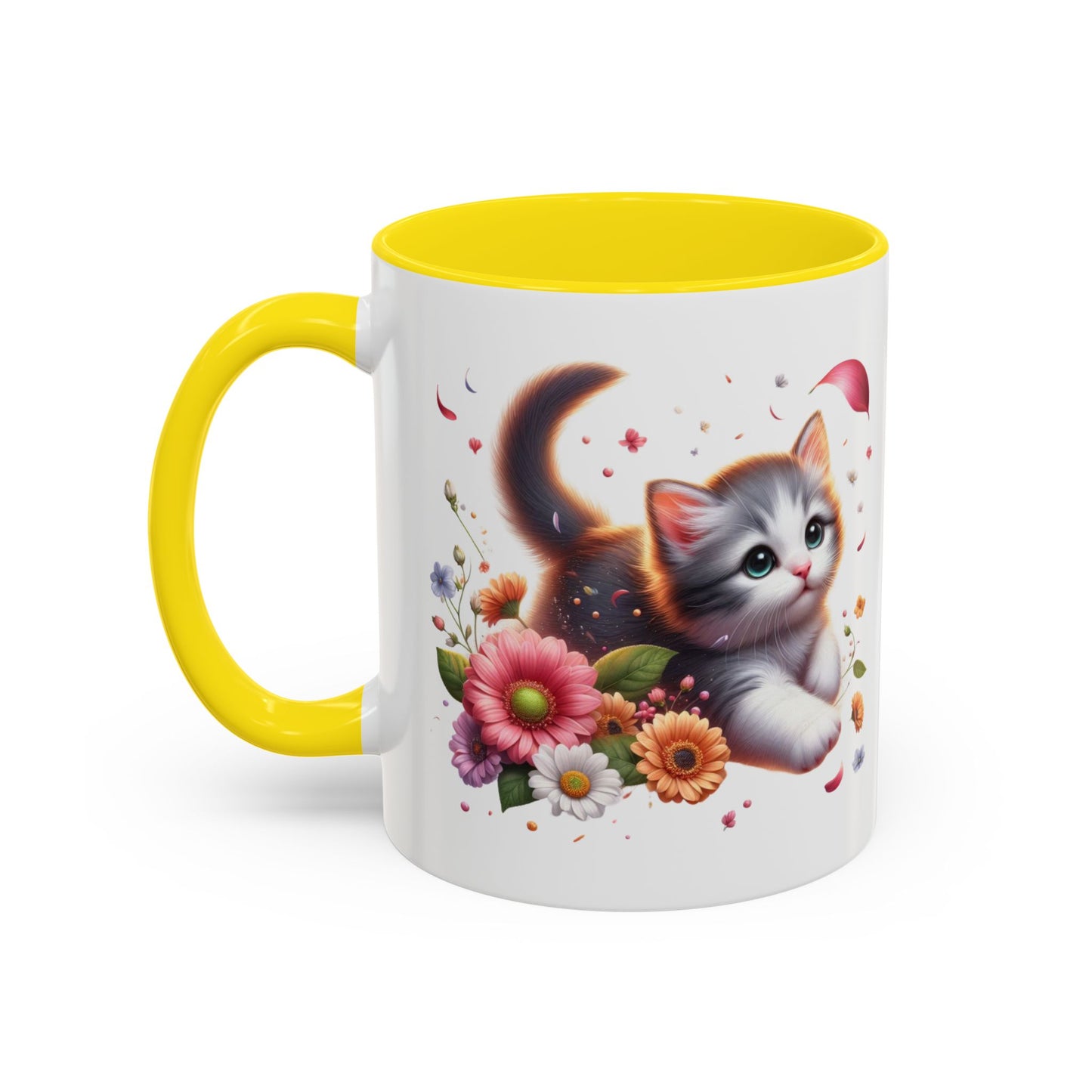 Whimsical Cat Coffee Mug | Cute Pet Lovers Gift | Floral Design | 11 & 15oz | Perfect for Birthdays, Anniversaries, Cat Enthusiasts