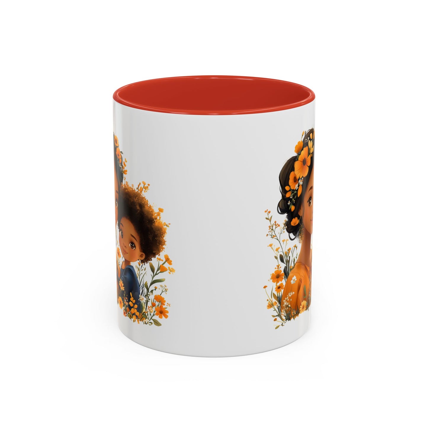 Floral Family Accent Coffee Mug - Mother's Day Gift, Cute Mug for Kids, Floral Design, Spring Decor, Family Bonding