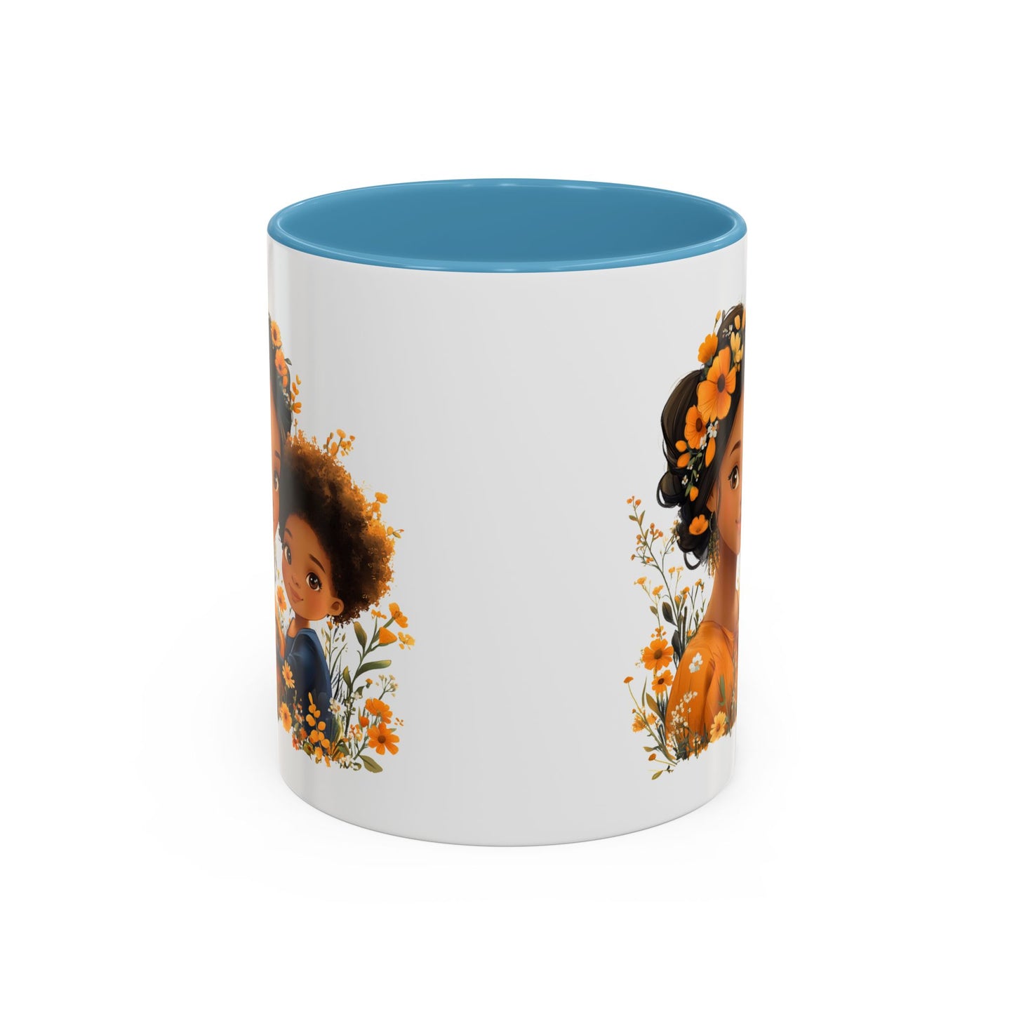 Floral Family Accent Coffee Mug - Mother's Day Gift, Cute Mug for Kids, Floral Design, Spring Decor, Family Bonding