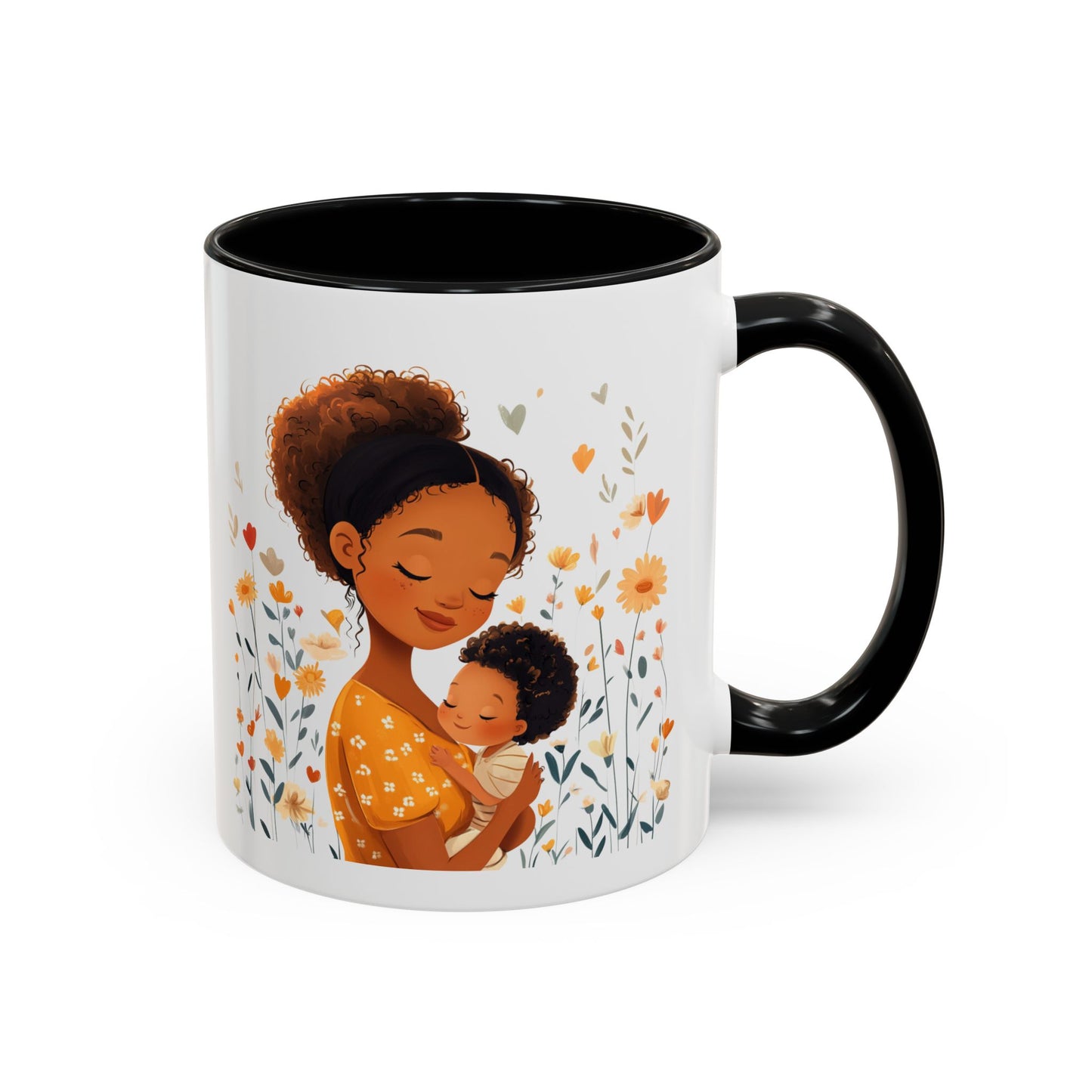 Warmth & Love Mug, Floral Mother & Child Coffee Cup, Gift for Mom, Cozy Drinkware, Baby Shower Mug, Family Bonding