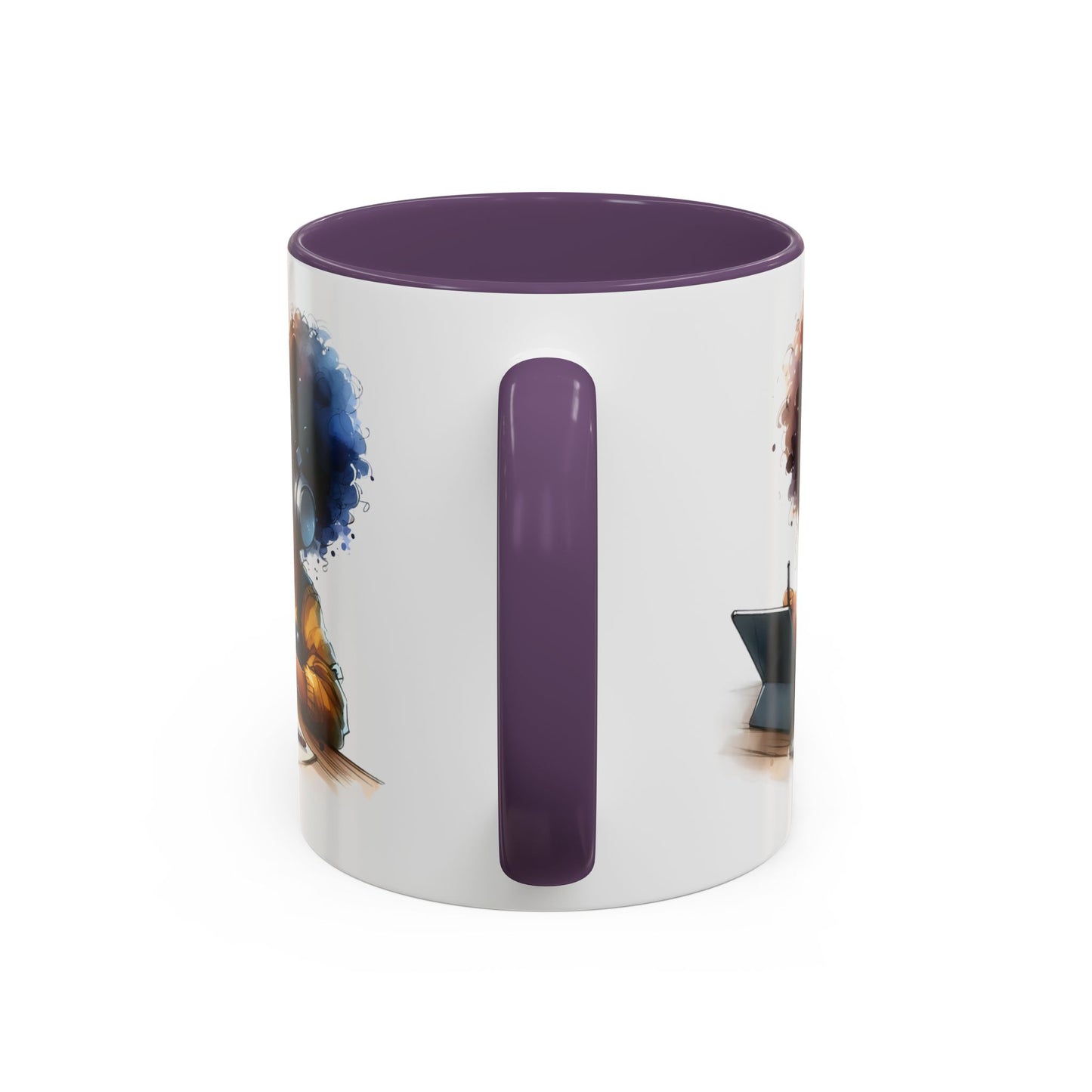 Vibrant Kid's Study Mug, Art Inspired Coffee Cup, Black Handle Tea Mug, Creative Gift for Students, Birthday Present