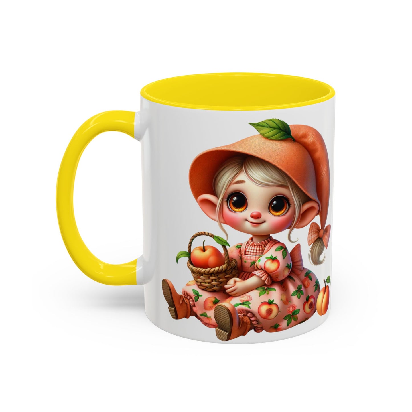 Cute Peach Character Accent Coffee Mug - 11 & 15oz