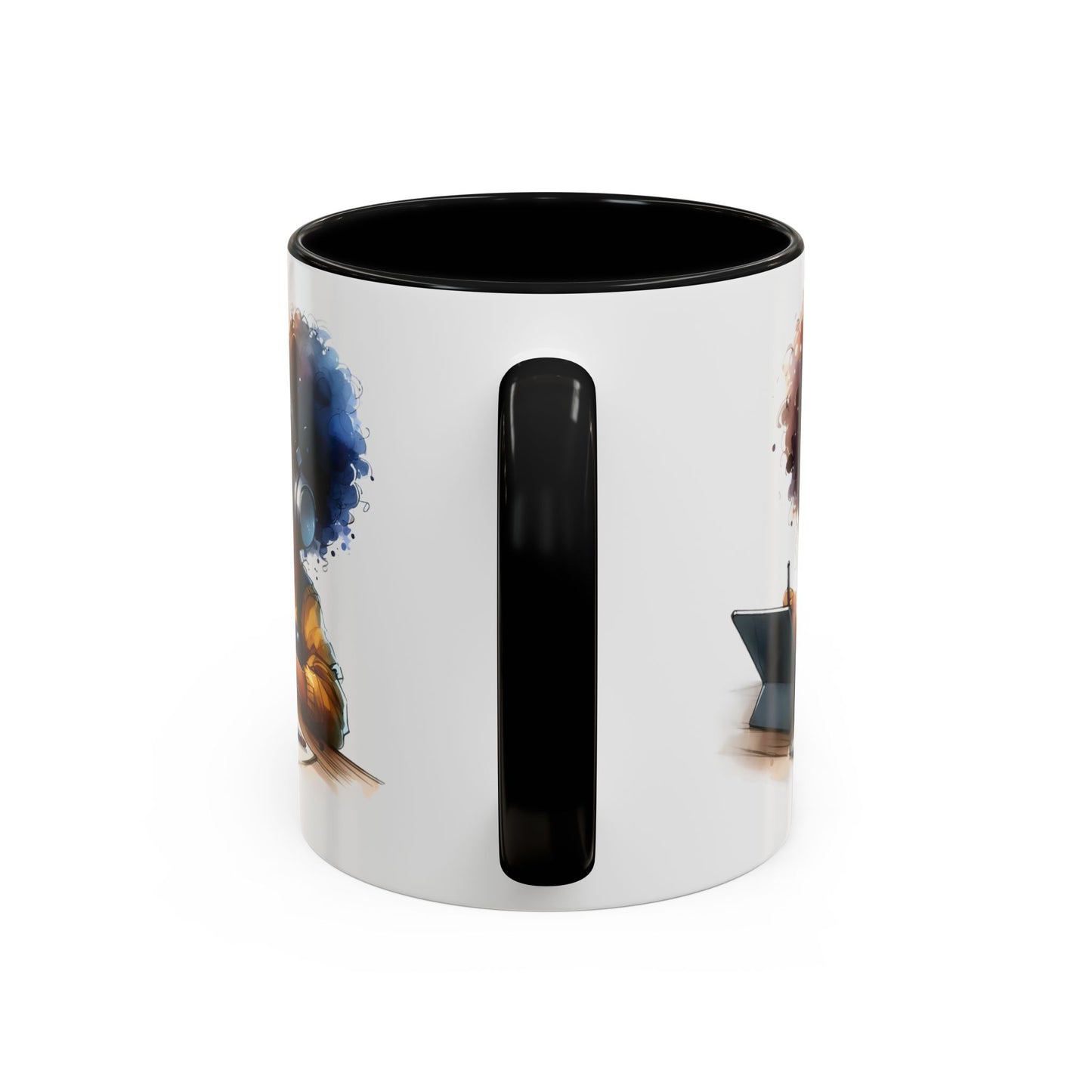 Vibrant Kid's Study Mug, Art Inspired Coffee Cup, Black Handle Tea Mug, Creative Gift for Students, Birthday Present