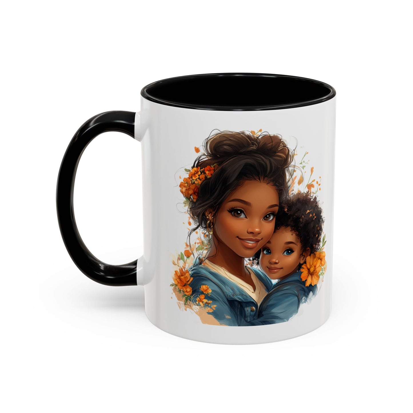 Embrace Love Accent Coffee Mug, Floral Mug, Motherhood Gift, Family Bonding, Personalized Drinkware