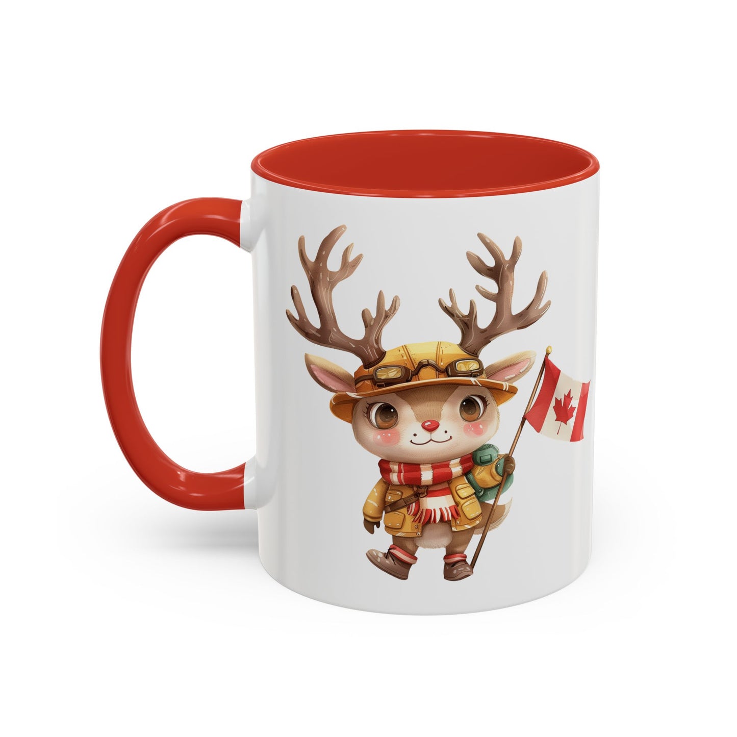 Cute Canadian Reindeer Mug, Accent Coffee Cup for Animal Lovers, Holiday Gift, Cute Kitchen Decor, Seasonal Drinkware