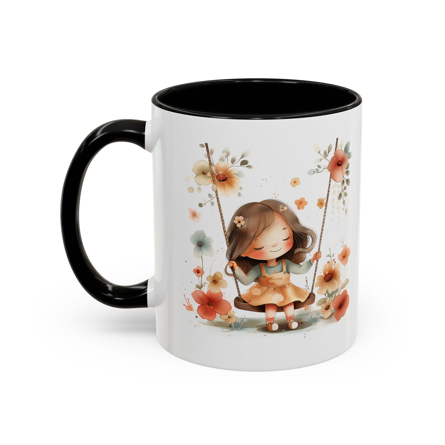 Floral Swing Coffee Mug - Whimsical Flower Design, Cute Gift for Tea Lovers, Boho Kitchen Decor, Birthday, Mother's Day