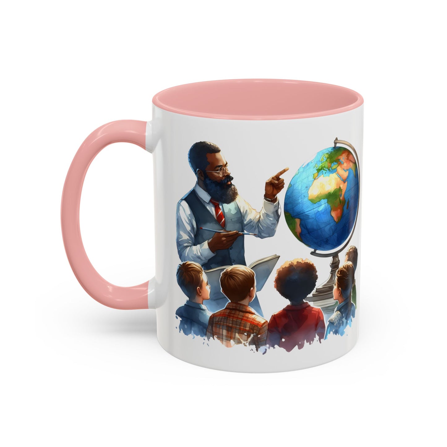 World Teacher Accent Coffee Mug - Inspiring Gift for Educators, Classroom Decor, Study Sessions, Teacher Appreciation, Travel Enthusiasts