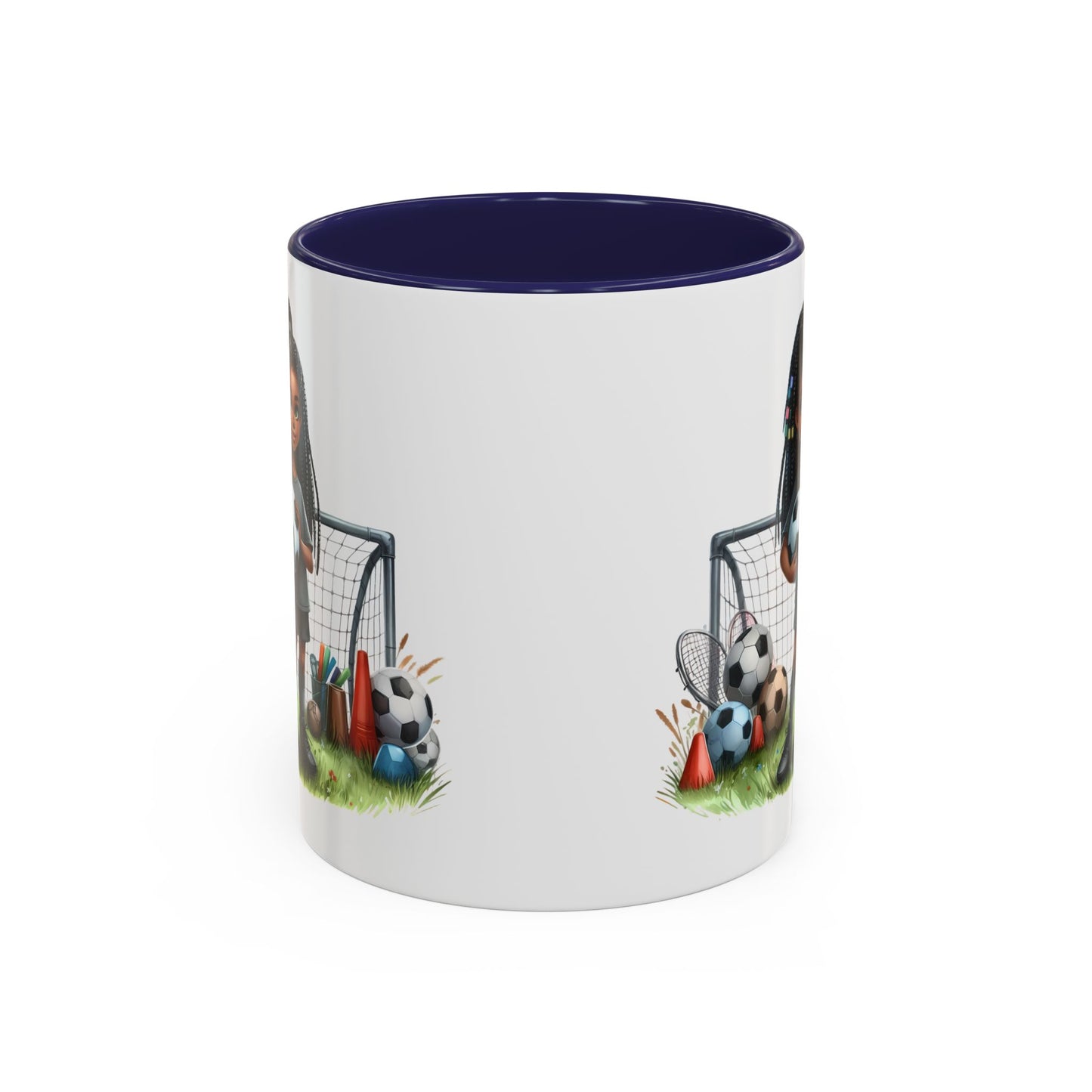 Soccer-Themed Accent Coffee Mug, Personalized Sports Fan Gift, Perfect for Coaches, Players, Kids, and Birthdays