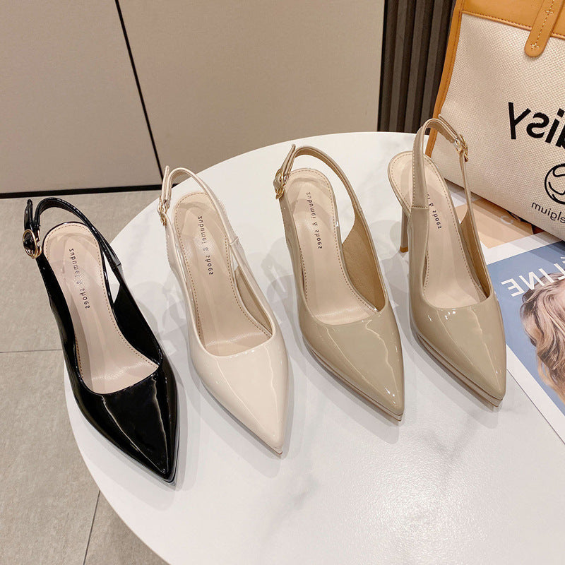 Pointed-toe Waterproof Platform Closed Toe Sandals Back Empty Back Strap Stiletto