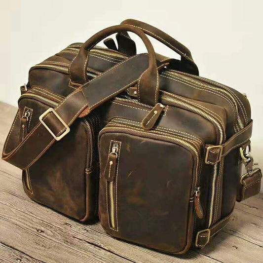 Men's Genuine Leather Hand-held One Shoulder Messenger Bag