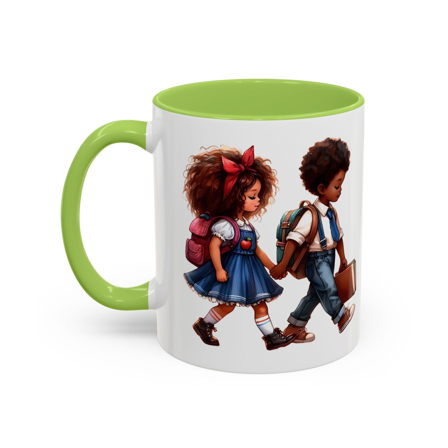 Cute Kids Walking Accent Coffee Mug | Back to School, Teacher Gift, Children's Art, Personalized Tea Cup, Unique Gift Idea