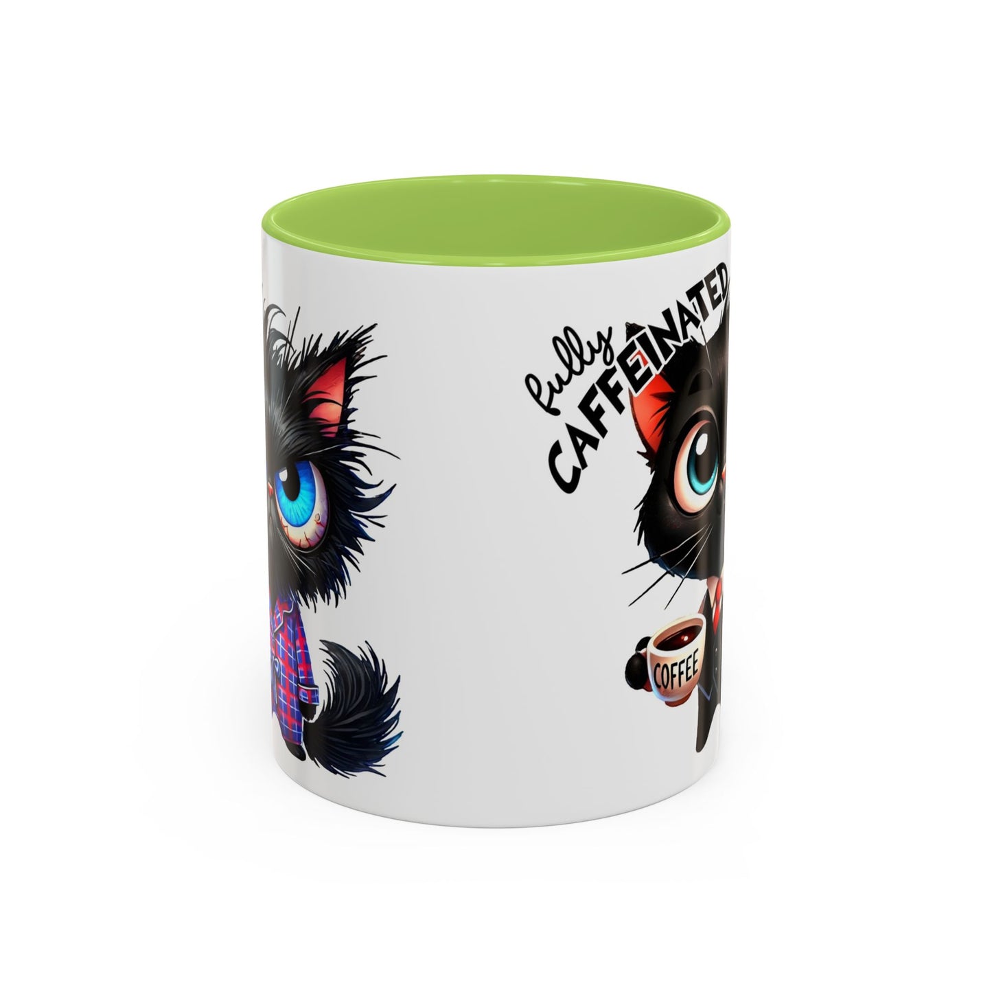 Whimsical Cat-Themed Coffee Mug, Fully Caffeinated, Gift for Cat Lovers, Fun Kitchen Decor, Birthday Gift, Unique Coffee Lover Mug