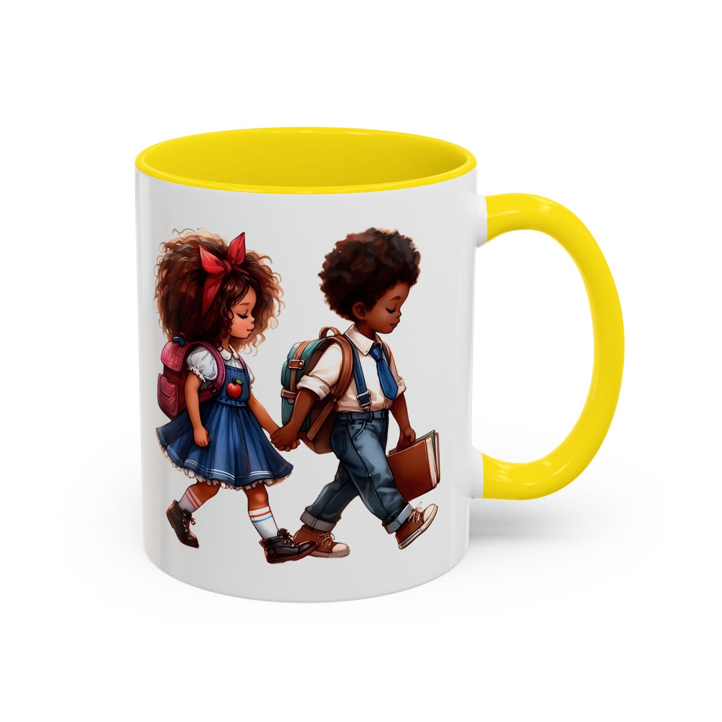 Cute Kids Walking Accent Coffee Mug | Back to School, Teacher Gift, Children's Art, Personalized Tea Cup, Unique Gift Idea