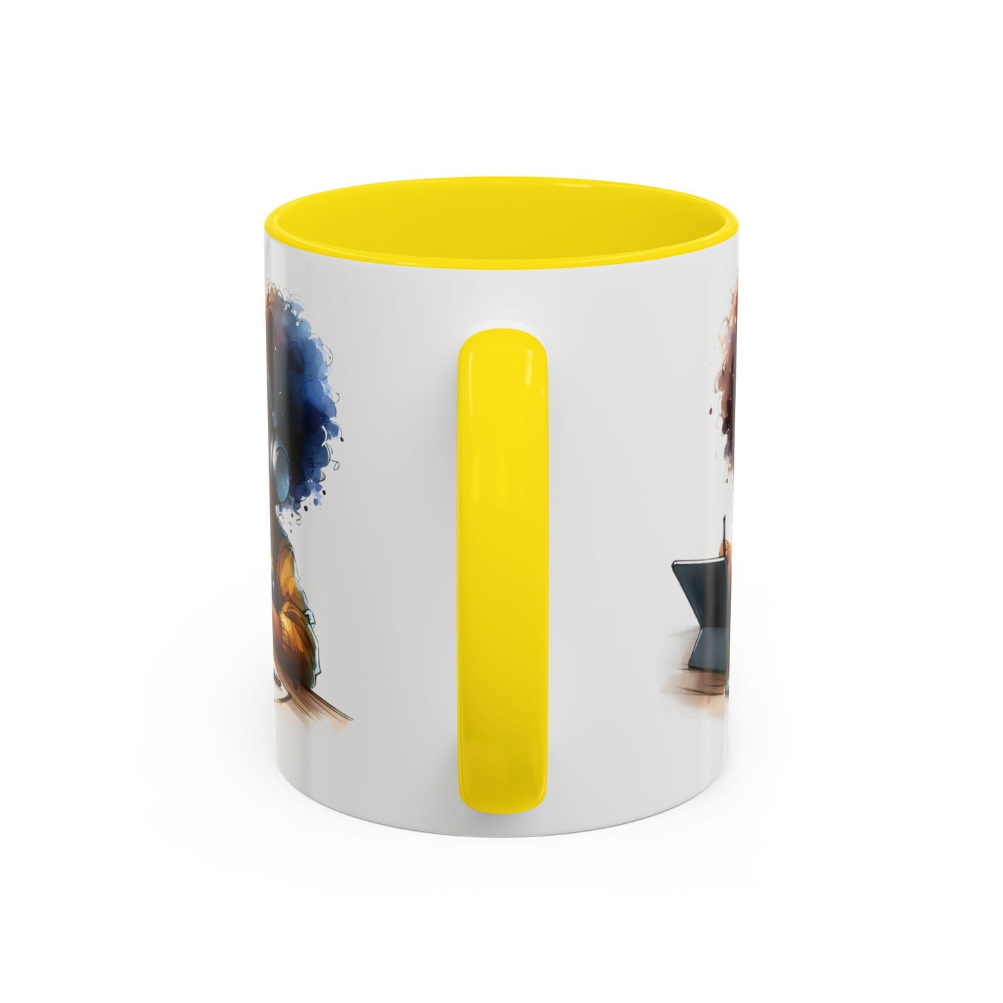 Vibrant Kid's Study Mug, Art Inspired Coffee Cup, Black Handle Tea Mug, Creative Gift for Students, Birthday Present