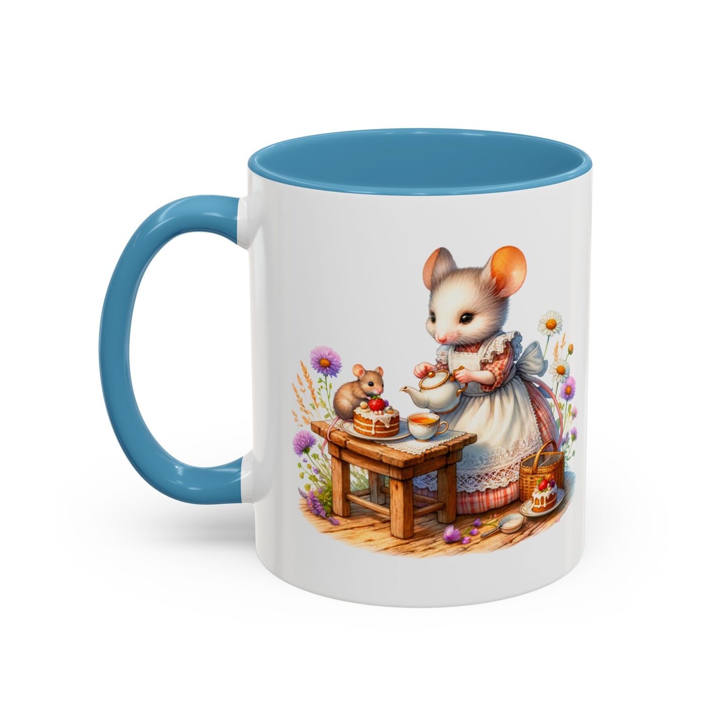 Adorable Mouse Kitchen Coffee Mug, Cute Animal Mug, Gift for Baking Lovers, Cozy Home Decor, Kitchenware, Tea Mug, Floral Design