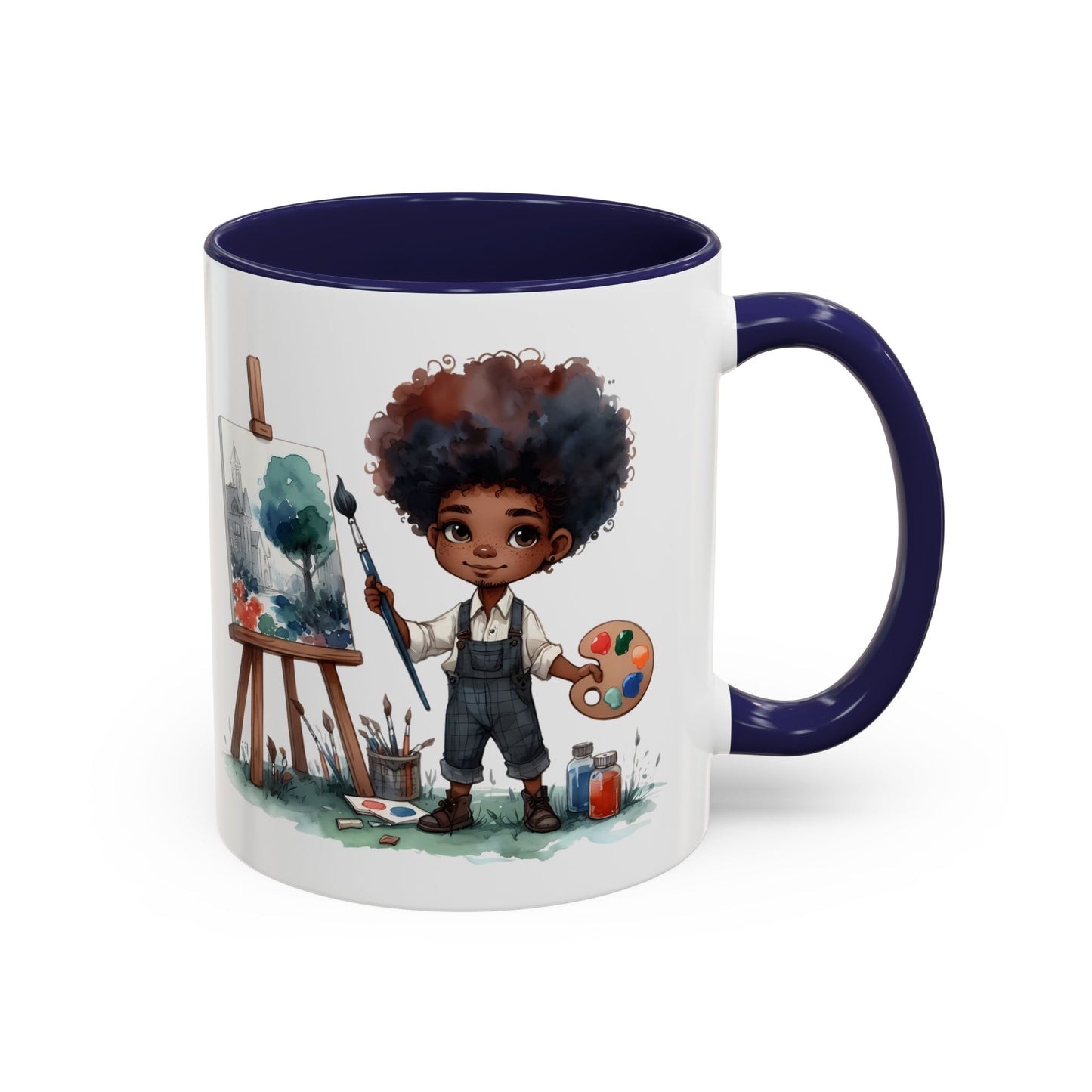 Creative Kid's Coffee Mug | Art Lover Gift | Black & White Accent Mug | Unique Art Design | Children's Art Decor | Fun Ceramic Cup