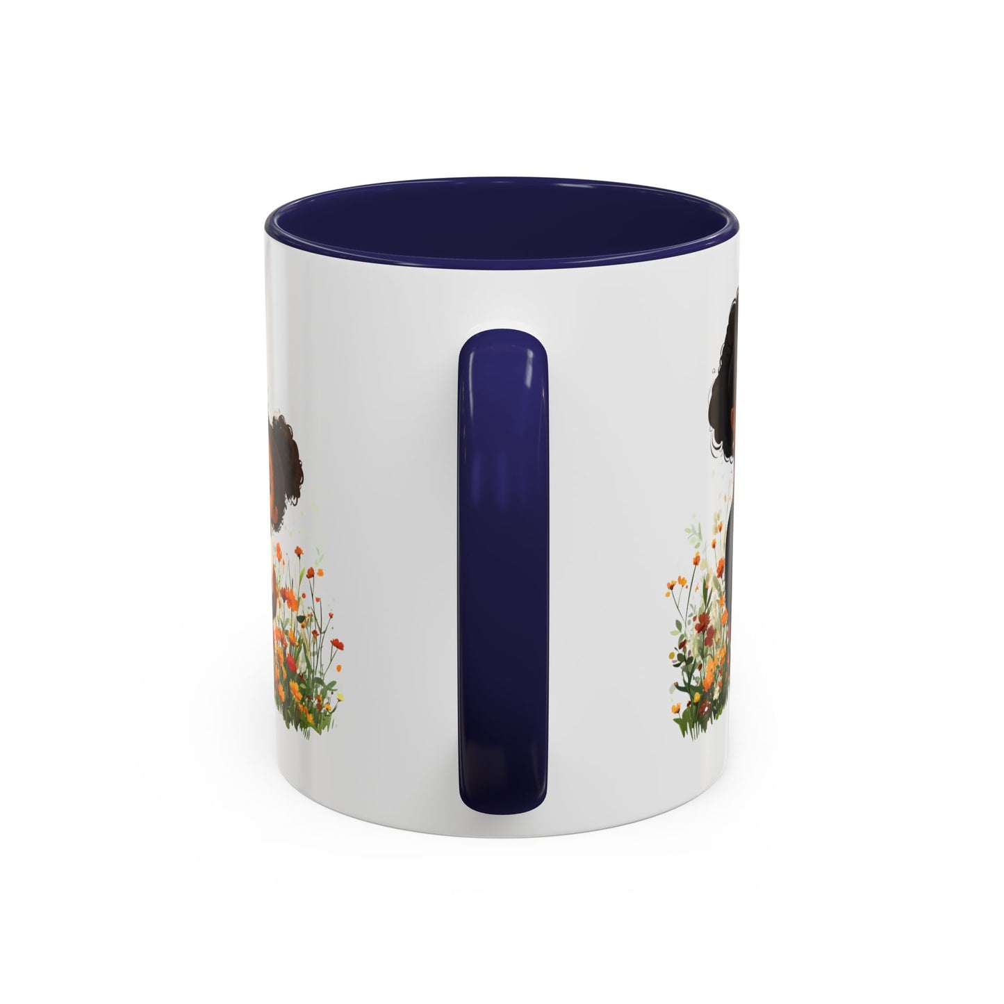 Floral Family Accent Coffee Mug, Black Handle Mug, Mama and Child Gift, Mother's Day, Cozy Home Decor, Cute Coffee Cup