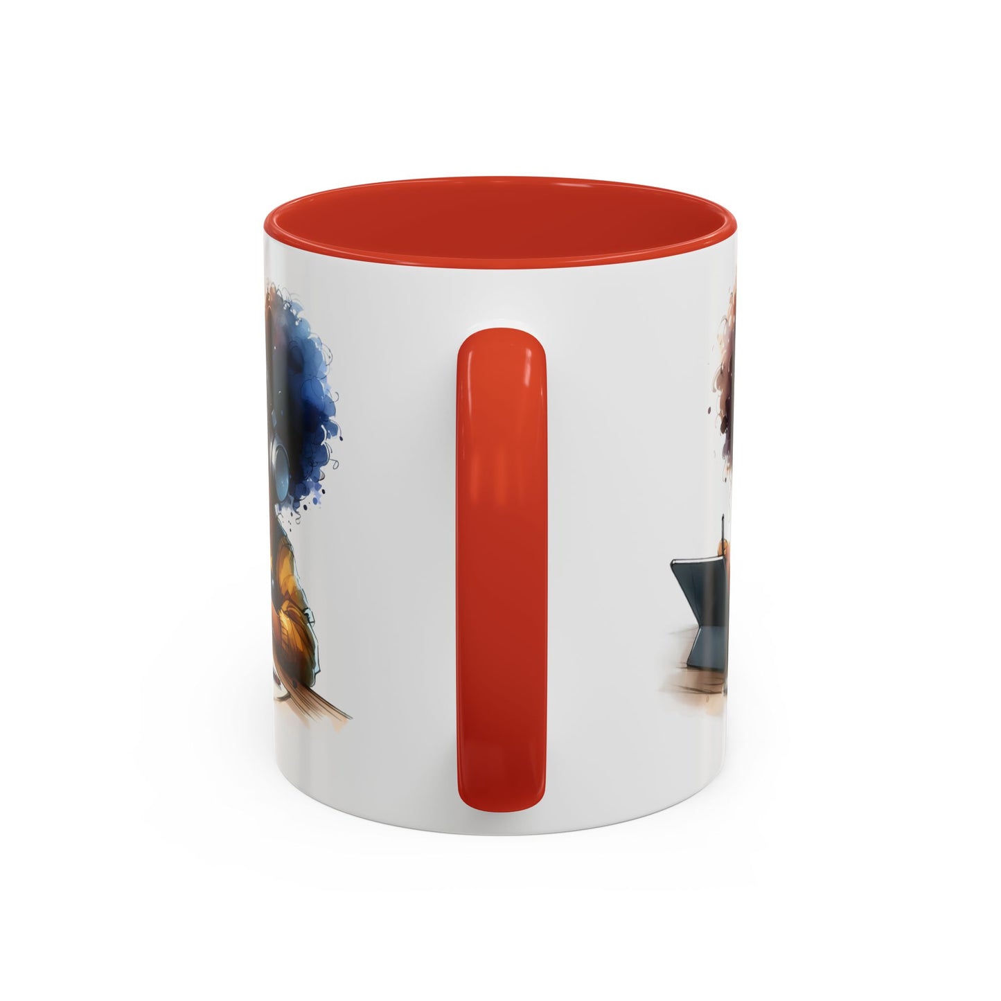 Vibrant Kid's Study Mug, Art Inspired Coffee Cup, Black Handle Tea Mug, Creative Gift for Students, Birthday Present