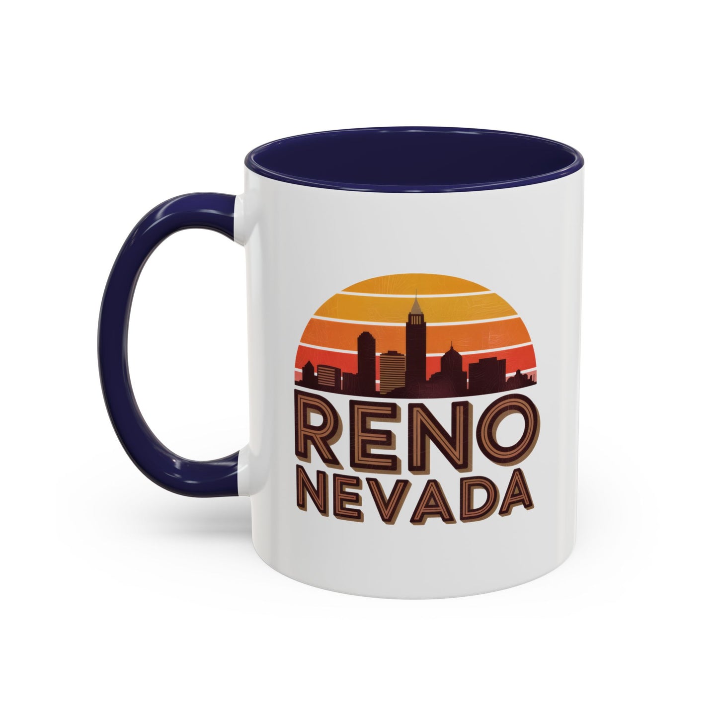 Reno Nevada Accent Coffee Mug | Retro Sunrise Design | Perfect Gift, Kitchen Decor, Souvenir, Coffee Lovers, Travel Mug