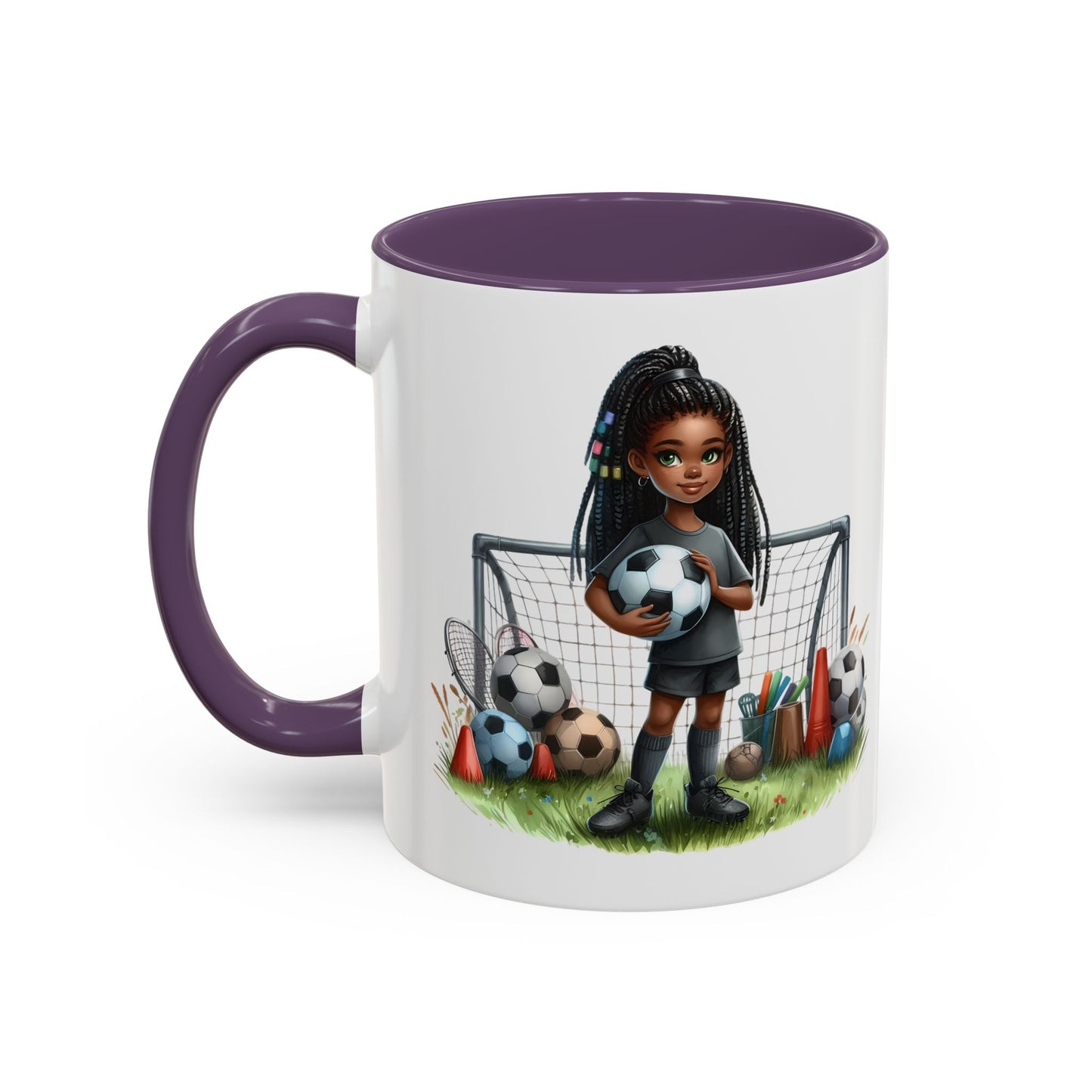 Soccer-Themed Accent Coffee Mug, Personalized Sports Fan Gift, Perfect for Coaches, Players, Kids, and Birthdays