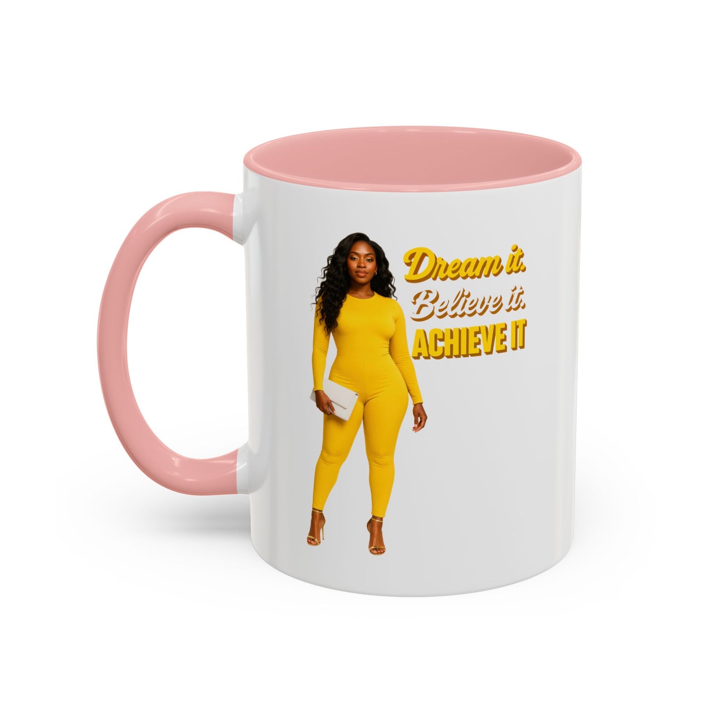 Inspiring Accent Coffee Mug - Dream It, Believe It, Achieve It, Motivational Gift, Coffee Lovers, Home Office Decor