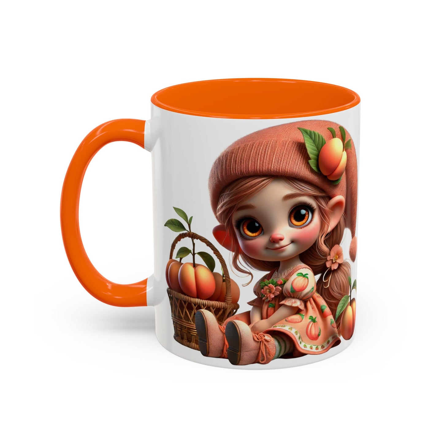 Cute Peach Character Accent Coffee Mug - Ideal for Cozy Mornings