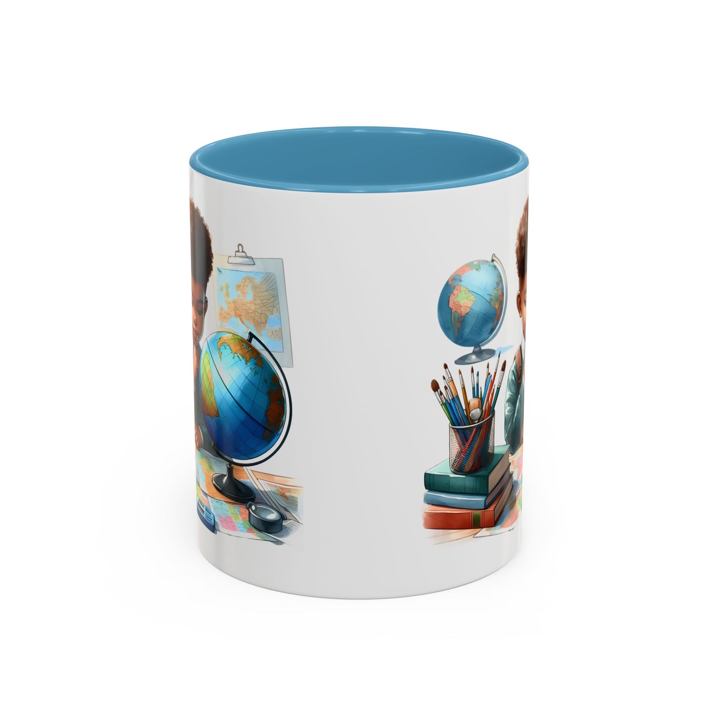 World Explorer Accent Coffee Mug - Perfect for Students, Travel Lovers, Teachers, Back to School, Gift for Kids