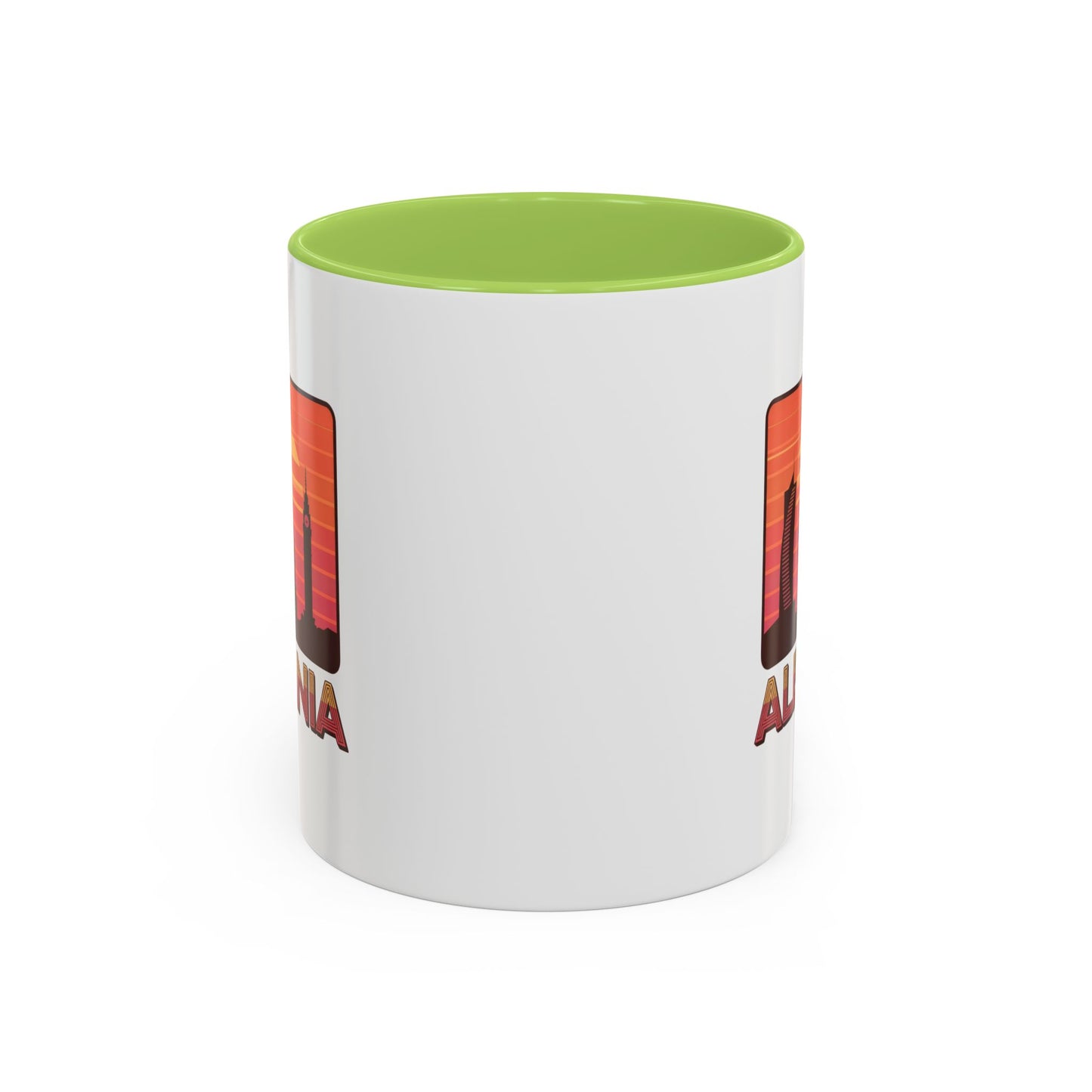 Albania Sunrise Accent Coffee Mug | Retro Travel Mug | Gift for Coffee Lovers | Unique Home Decor | Custom Souvenir for Albania Enthusiasts