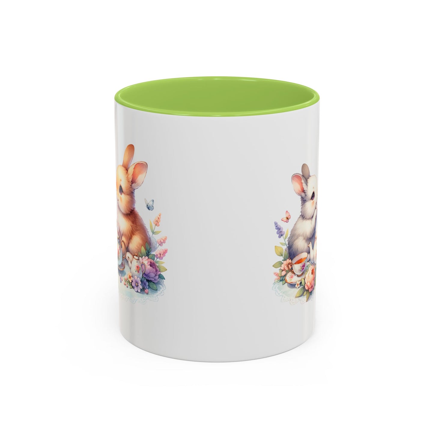 Whimsical Bunny Coffee Mug, Cute Bunny Mug for Spring, Easter Gift, Floral Rabbit Mug, Fun Coffee Cup