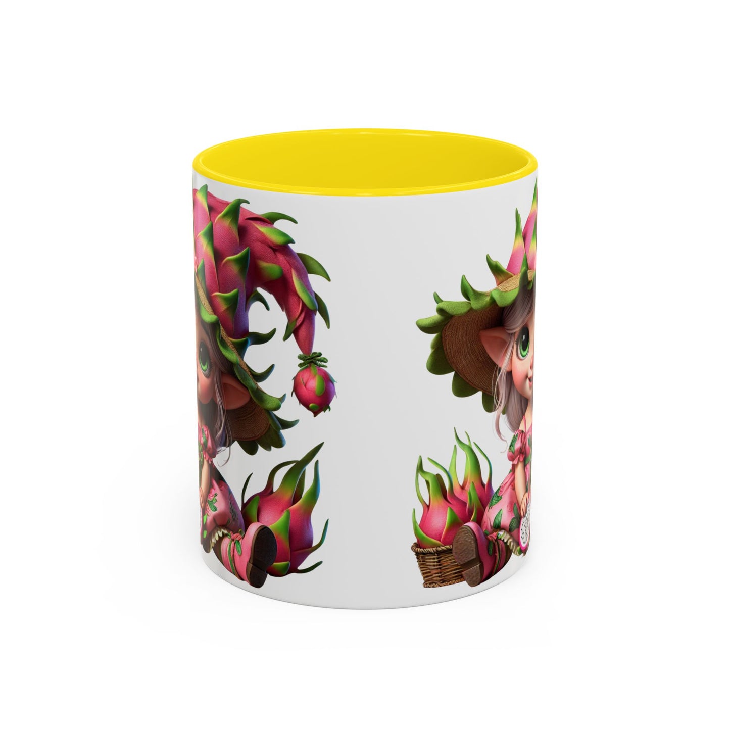 Whimsical Dragon Fruit Character Coffee Mug - Perfect for Plant Lovers & Fantasy Fans