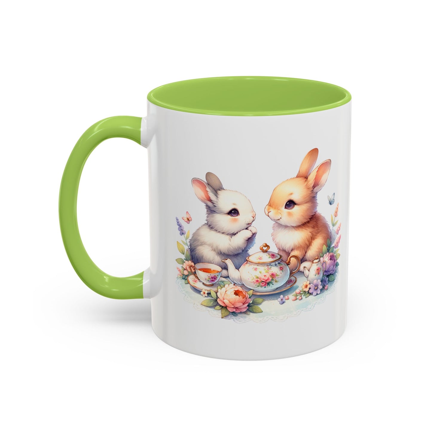 Whimsical Bunny Coffee Mug, Cute Bunny Mug for Spring, Easter Gift, Floral Rabbit Mug, Fun Coffee Cup