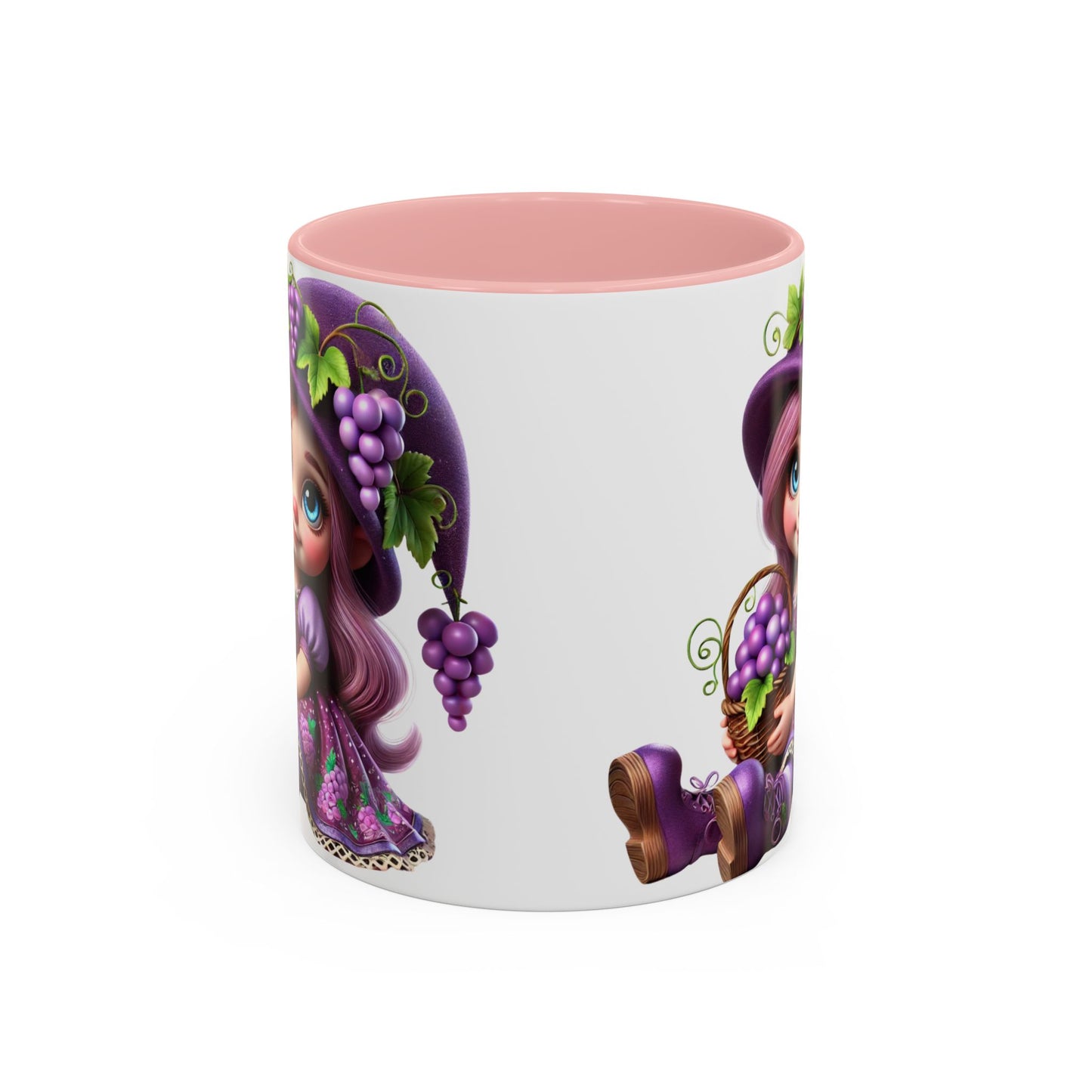Whimsical Grape Girl Coffee Mug - Fun 11oz & 15oz Accent Mugs for Kids and Wine Lovers