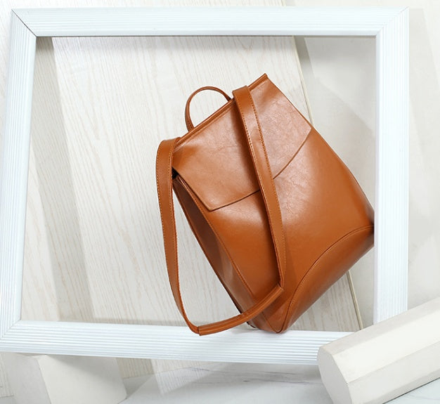 New Japanese and Korean version of leather bag, three shoulder bag, casual bag
