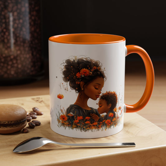 Floral Mom and Child Coffee Mug - Perfect Gift for Mother's Day, Family Moments, Tea Lover, Floral Decor, Kitchenware