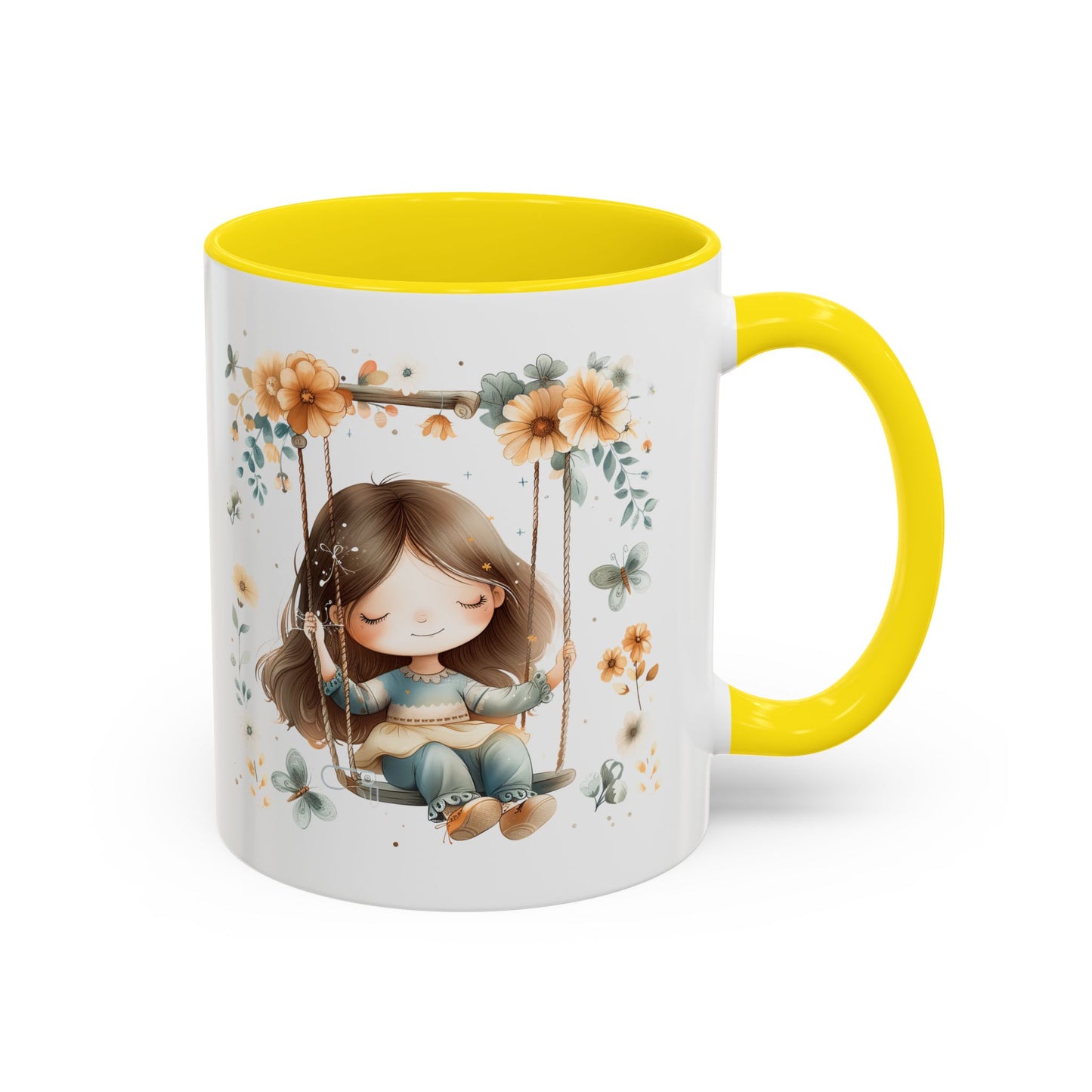 Whimsical Floral Swing Accent Coffee Mug, Cute Gift for Tea Lovers, Cozy Home Decor, Ideal for Birthdays, Mother’s Day, Girlfriend Gift