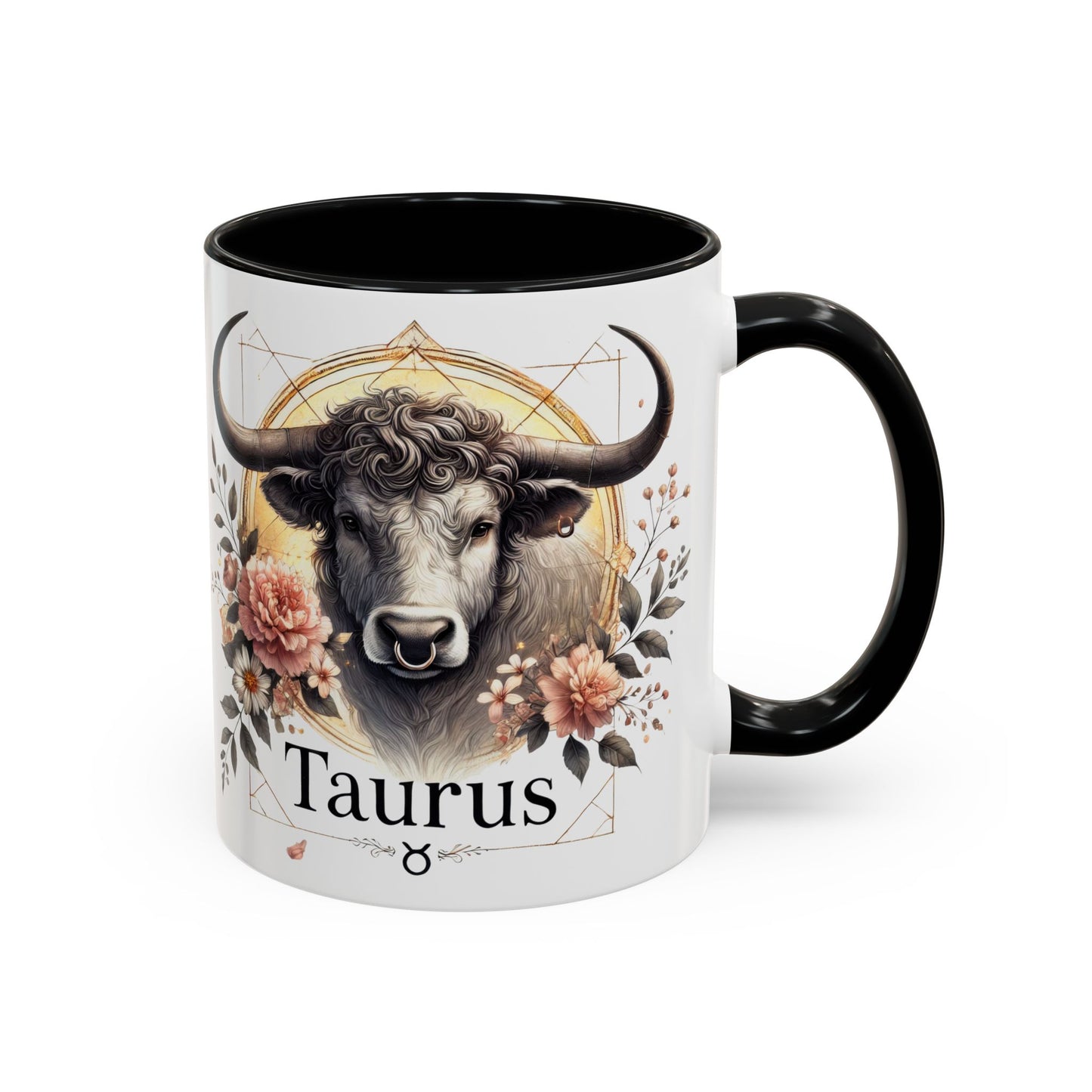 Taurus Floral Accent Coffee Mug | Astrology Gift for Taurus Fans | Office, Birthday, Zodiac Decor, Personalized Mug, Home & Kitchen
