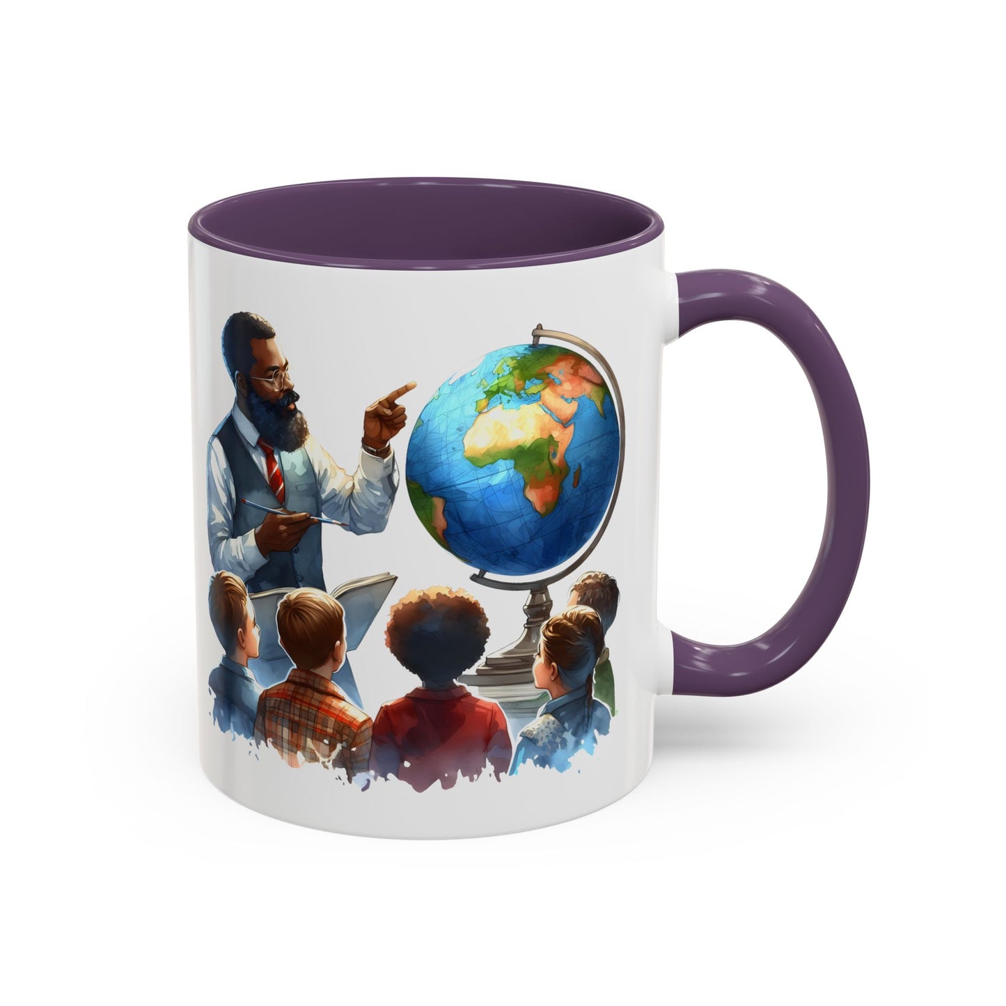 World Teacher Accent Coffee Mug - Inspiring Gift for Educators, Classroom Decor, Study Sessions, Teacher Appreciation, Travel Enthusiasts