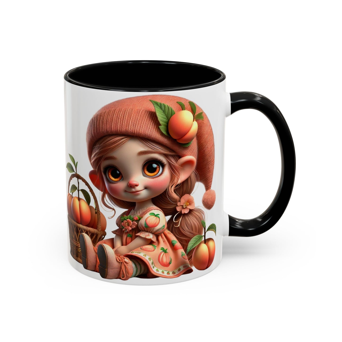 Cute Peach Character Accent Coffee Mug - Ideal for Cozy Mornings