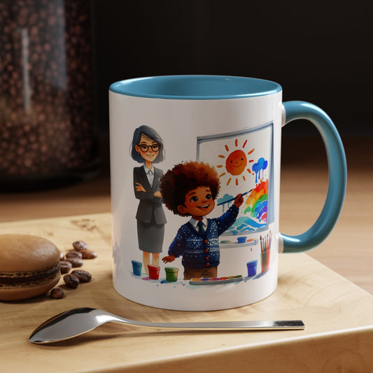 Creative Inspiration Accent Coffee Mug, Gift for Artists, Teacher Appreciation, Colorful Art Mug, Kids Art Decor