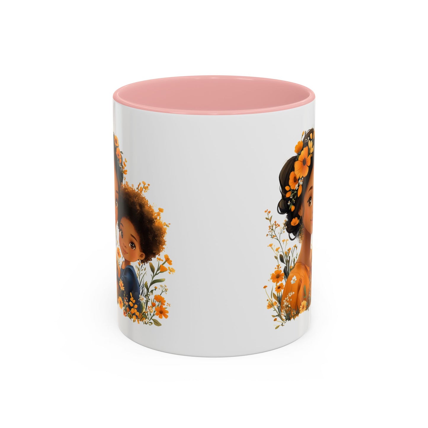 Floral Family Accent Coffee Mug - Mother's Day Gift, Cute Mug for Kids, Floral Design, Spring Decor, Family Bonding