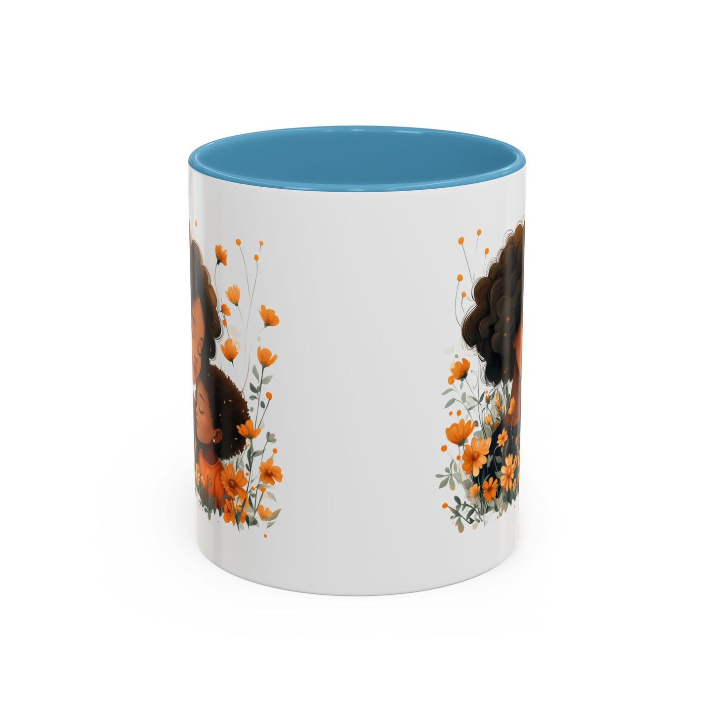 Mom & Child Floral Accent Coffee Mug, Cute Gift for Mother's Day, Spring Decoration, Warm Keepsake, Floral Artwork Mug