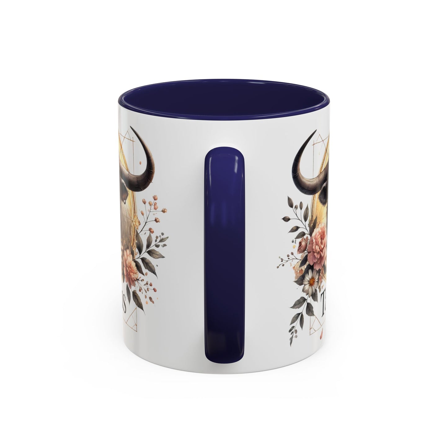 Taurus Floral Accent Coffee Mug | Astrology Gift for Taurus Fans | Office, Birthday, Zodiac Decor, Personalized Mug, Home & Kitchen