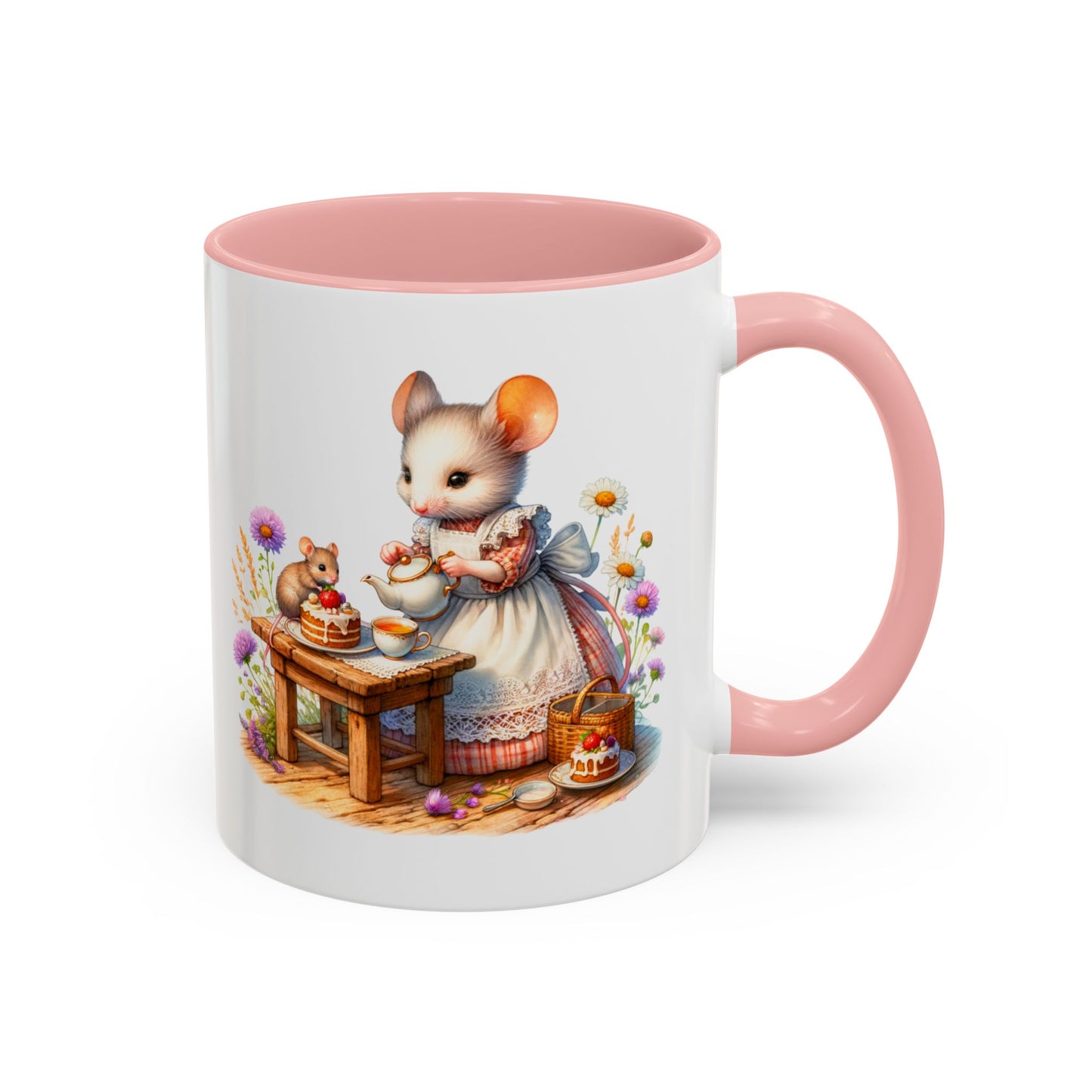Adorable Mouse Kitchen Coffee Mug, Cute Animal Mug, Gift for Baking Lovers, Cozy Home Decor, Kitchenware, Tea Mug, Floral Design
