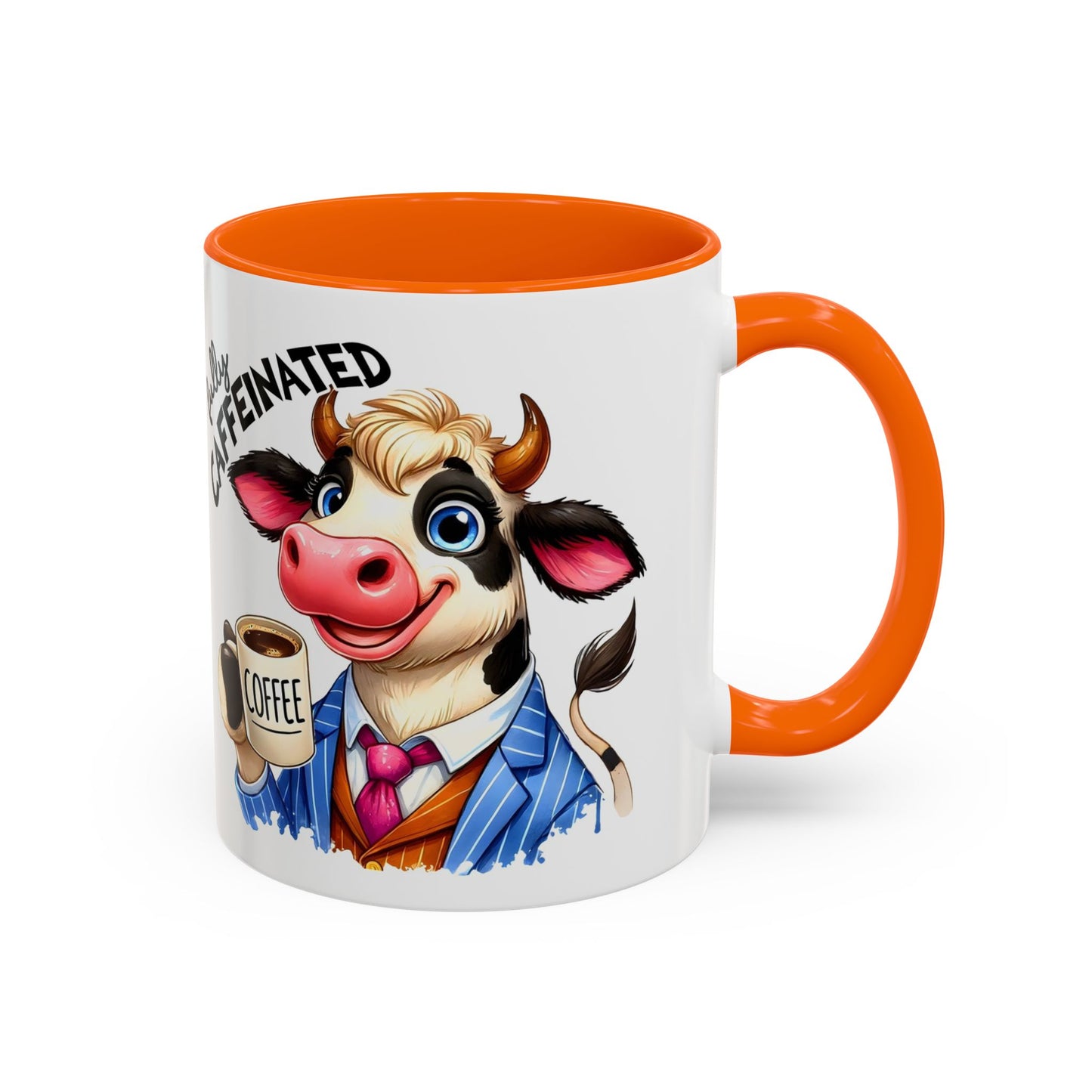Caffeinated Cow Mug, Cute Animal Coffee Cup, Farmhouse Kitchen Gift, Fun Ceramic Mug for Coffee Lovers, Unique Drinkware for Holidays